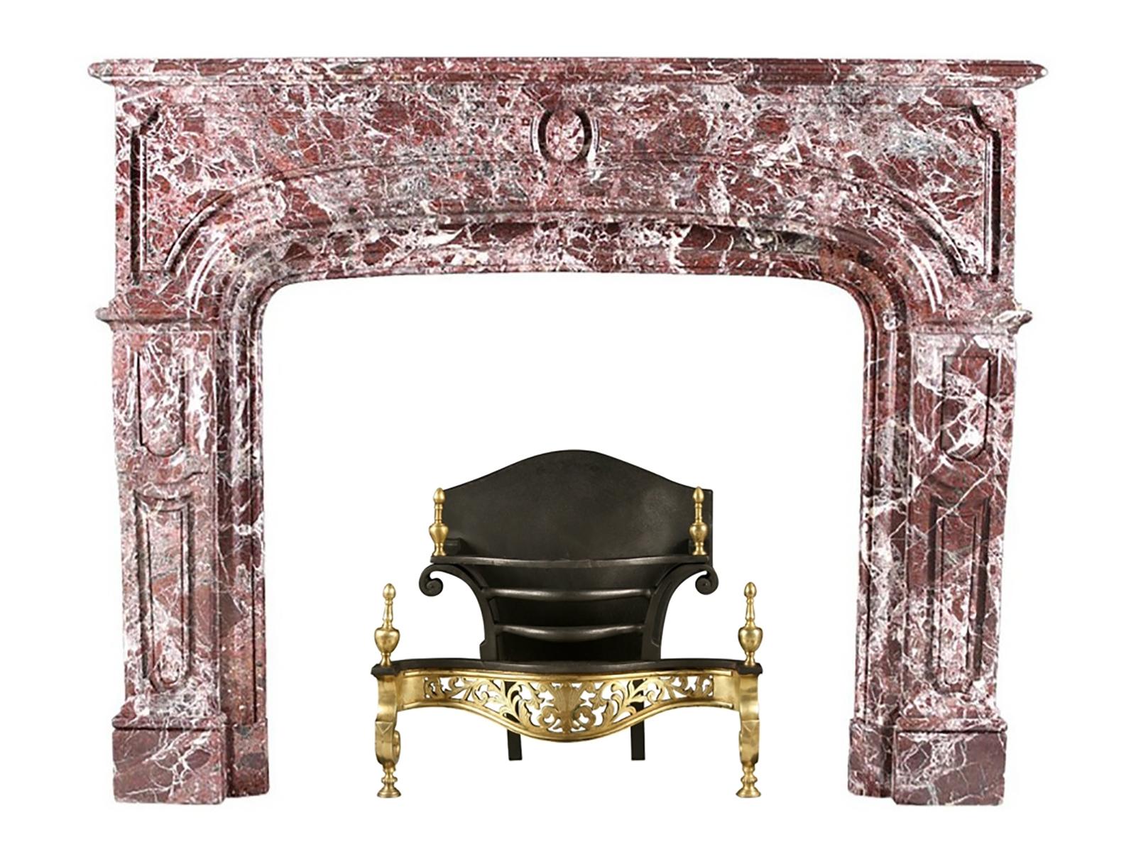 Antique Louis XIV Regency Chimneypiece in Red Levanto Marble In Good Condition For Sale In London, GB