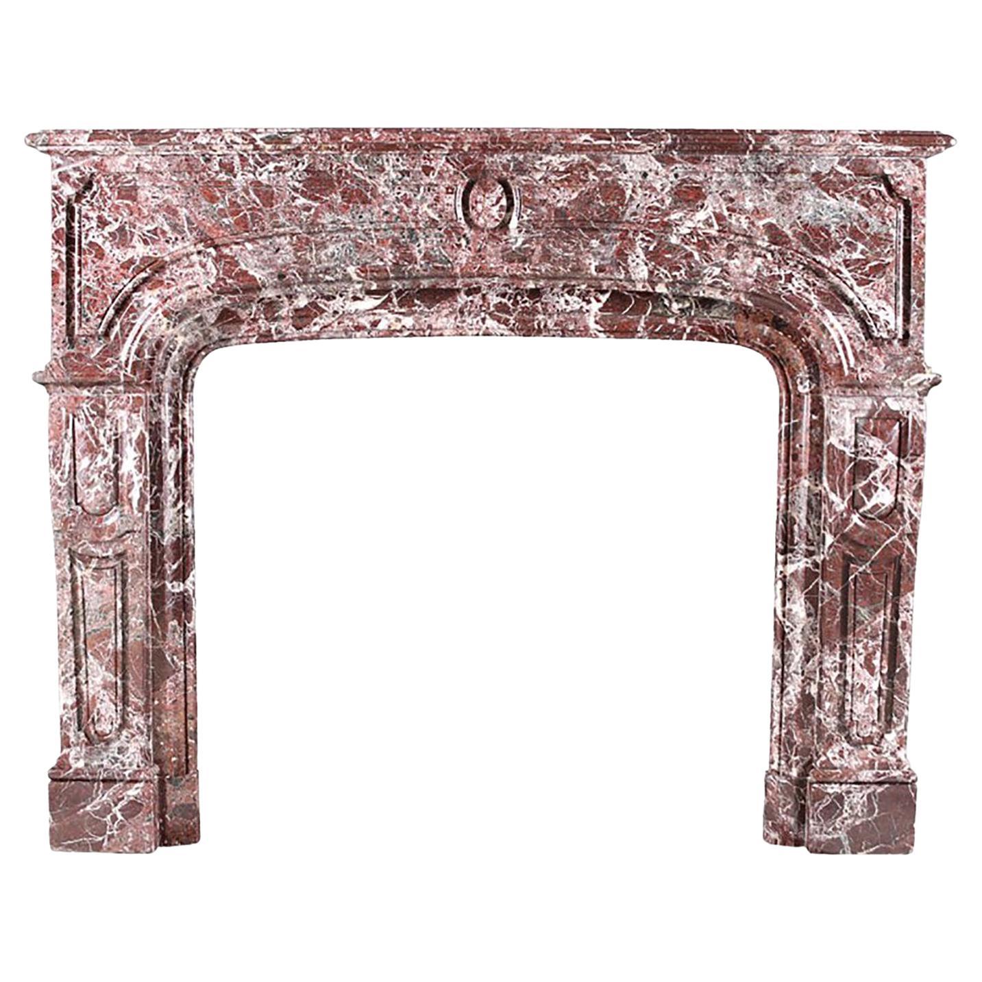 Antique Louis XIV Regency Chimneypiece in Red Levanto Marble For Sale