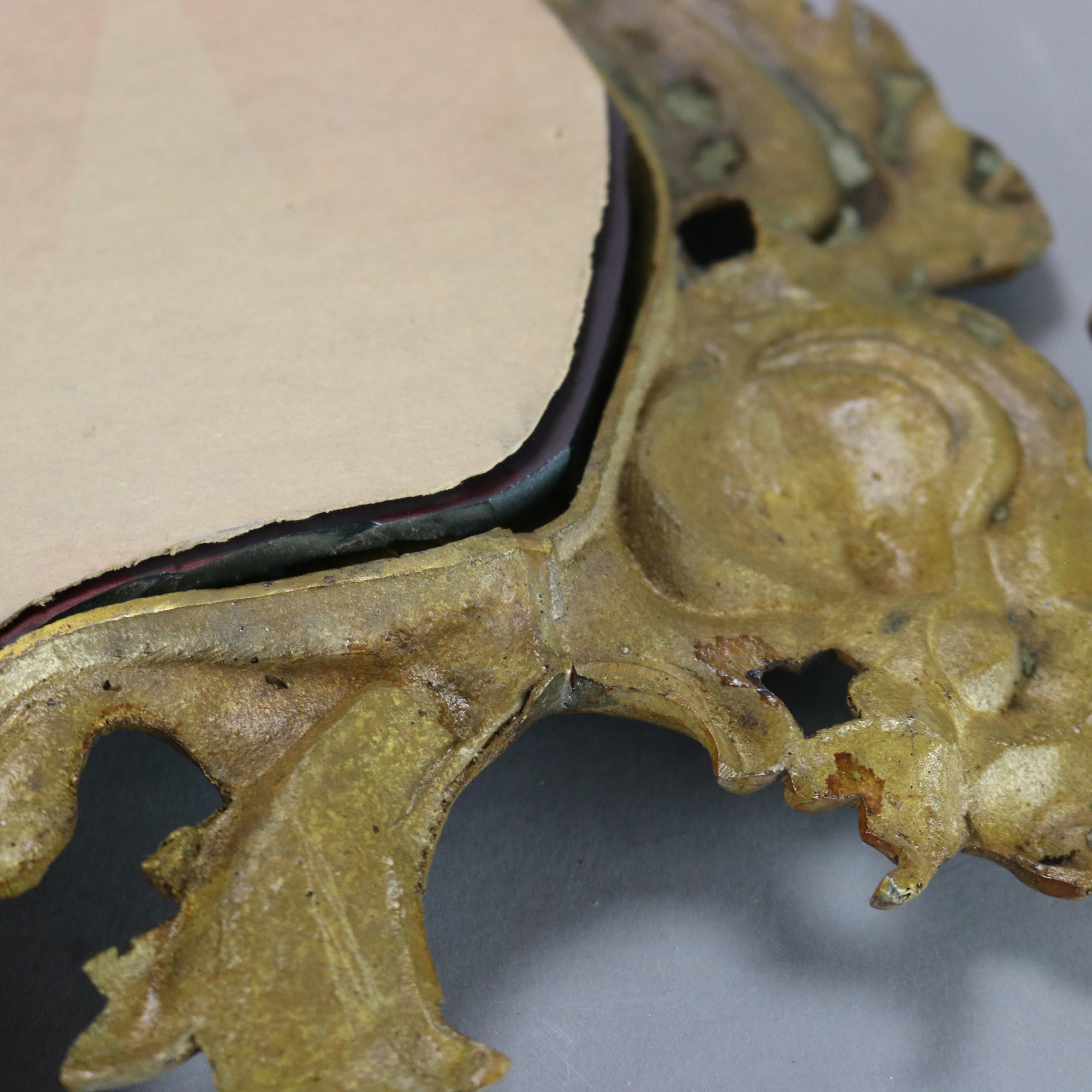 Antique Louis XIV Rococo Gilt Bronze Foliate Form Wall Mirror 19thC 6