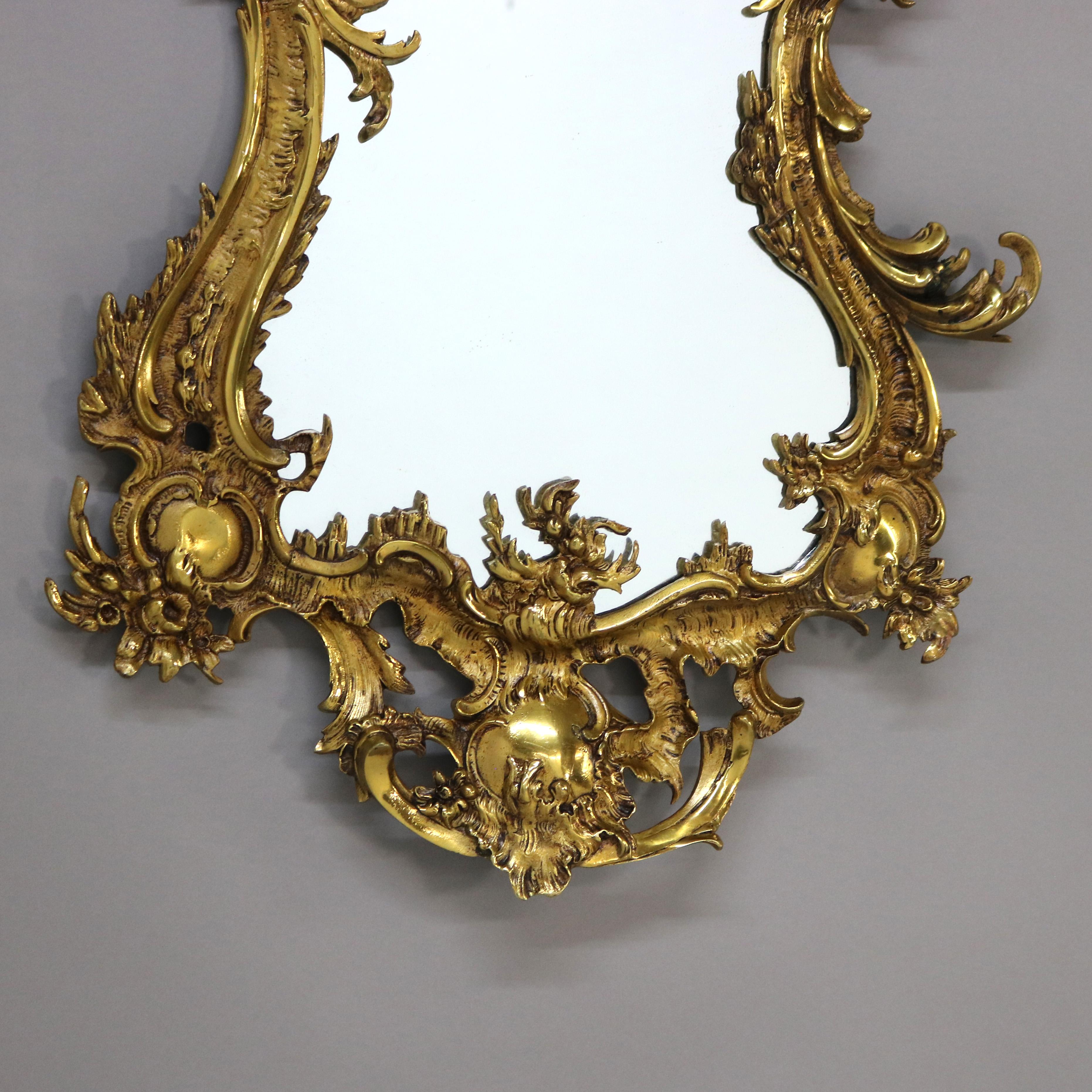Antique Louis XIV Rococo Gilt Bronze Foliate Form Wall Mirror 19thC

Measures- 31.5