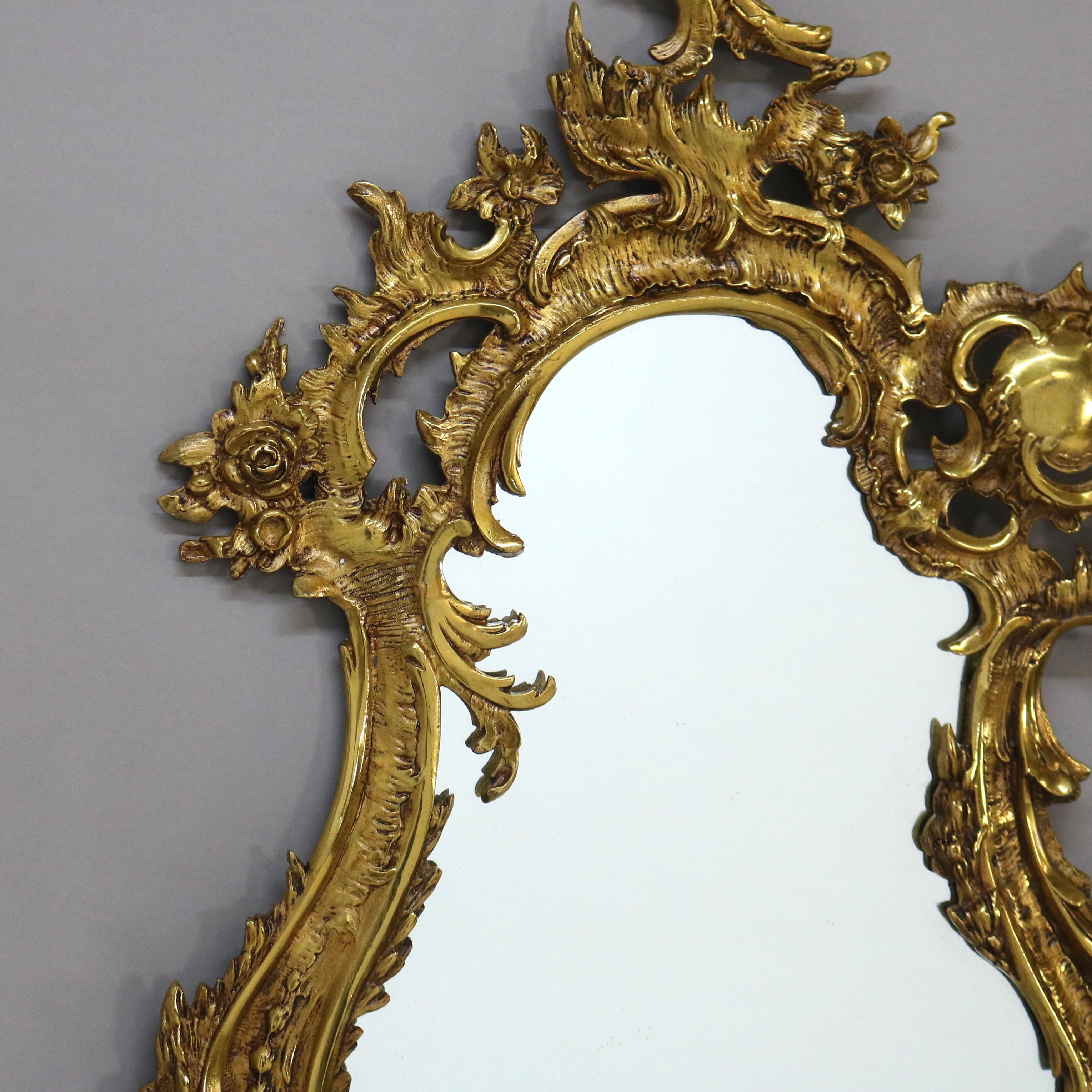 Antique Louis XIV Rococo Gilt Bronze Foliate Form Wall Mirror 19thC In Good Condition In Big Flats, NY