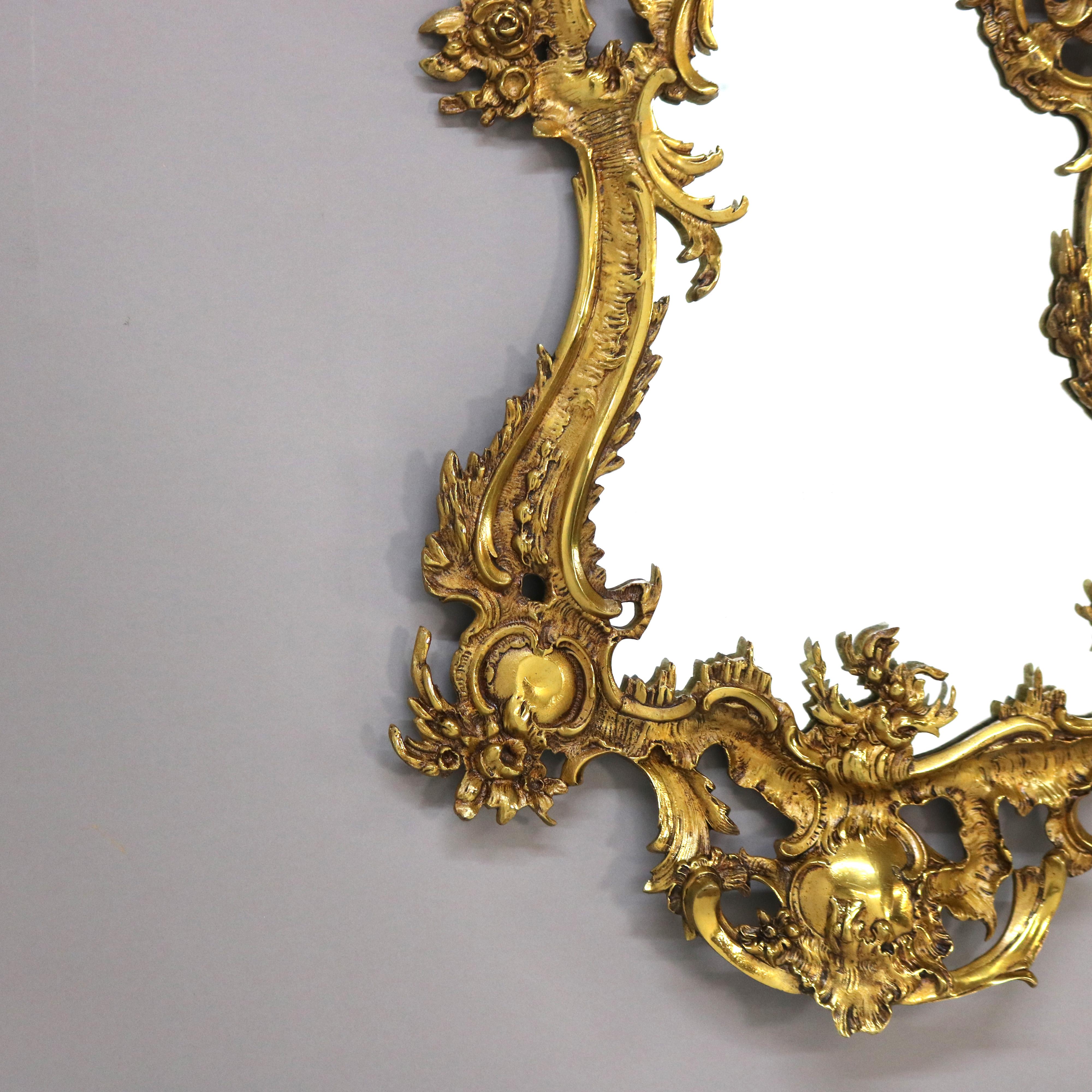 Antique Louis XIV Rococo Gilt Bronze Foliate Form Wall Mirror 19thC 2