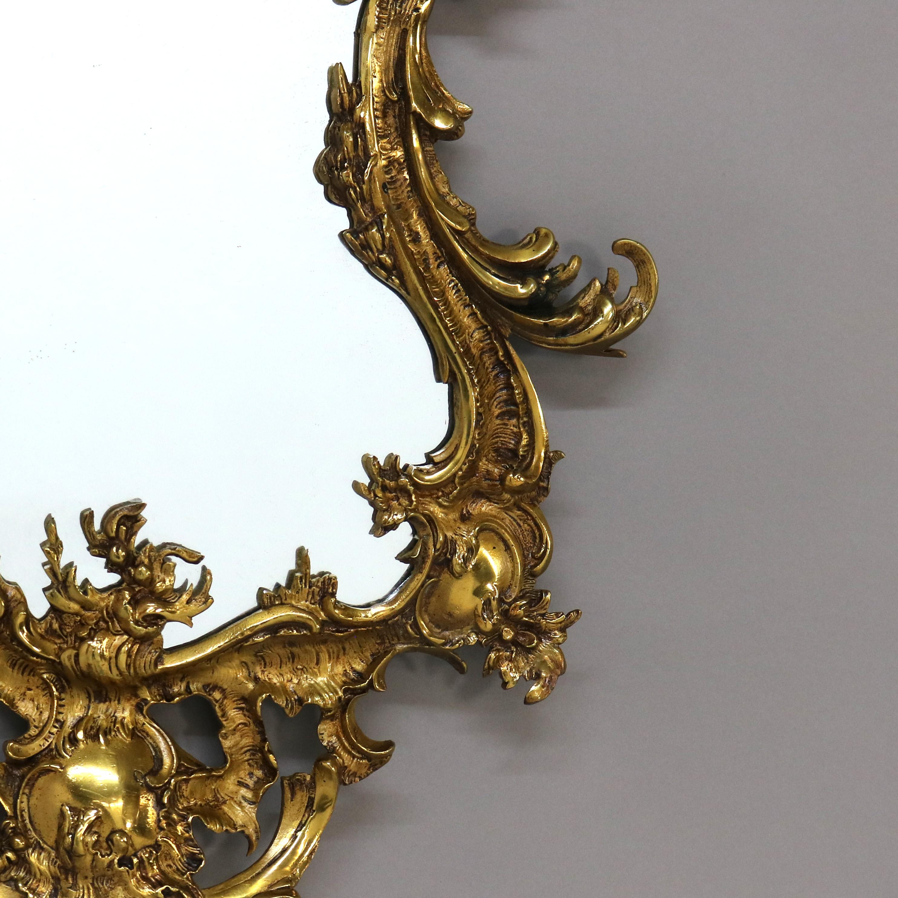Antique Louis XIV Rococo Gilt Bronze Foliate Form Wall Mirror 19thC 3