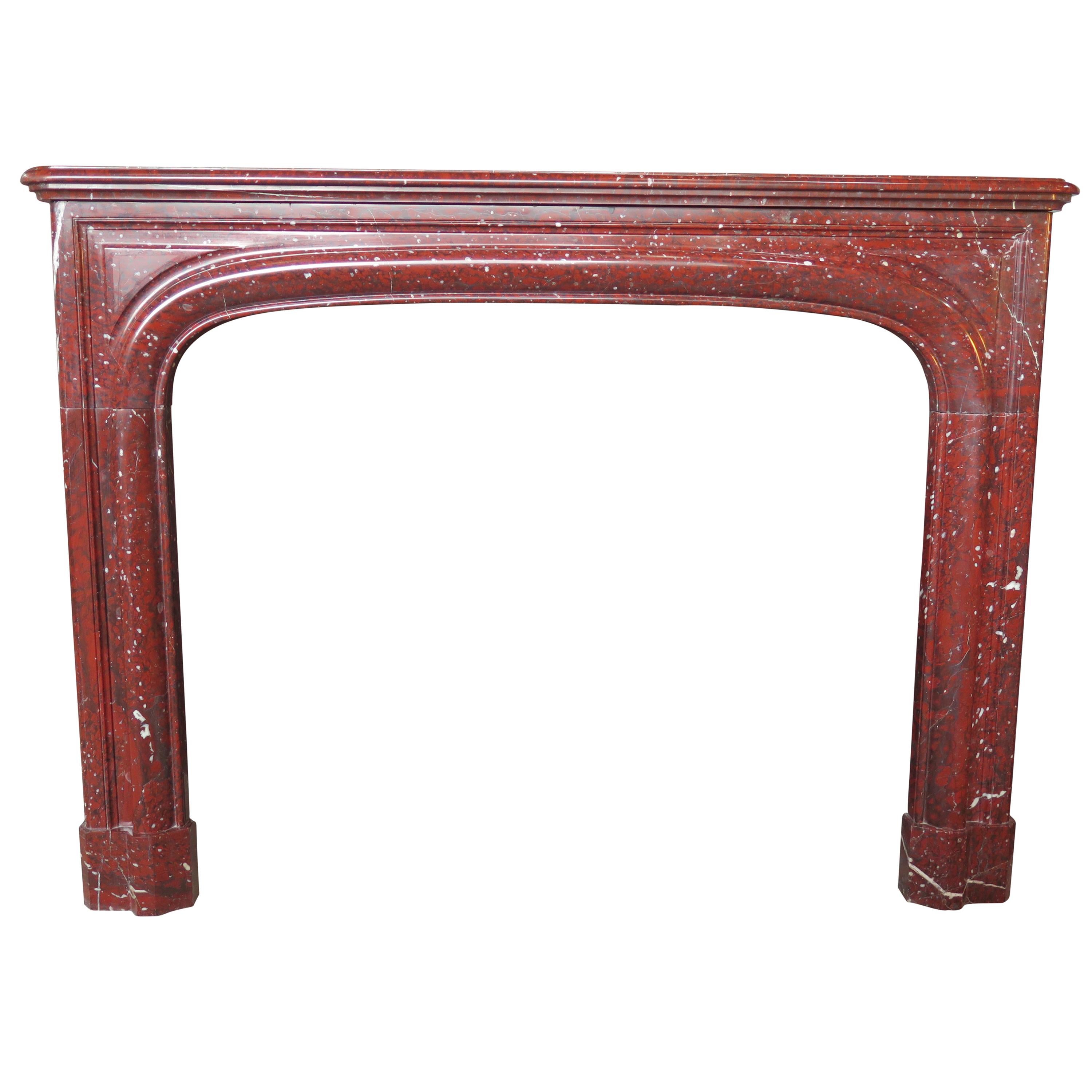 Antique Louis XIV Style 19th Century Red Griotte Marble Mantel For Sale