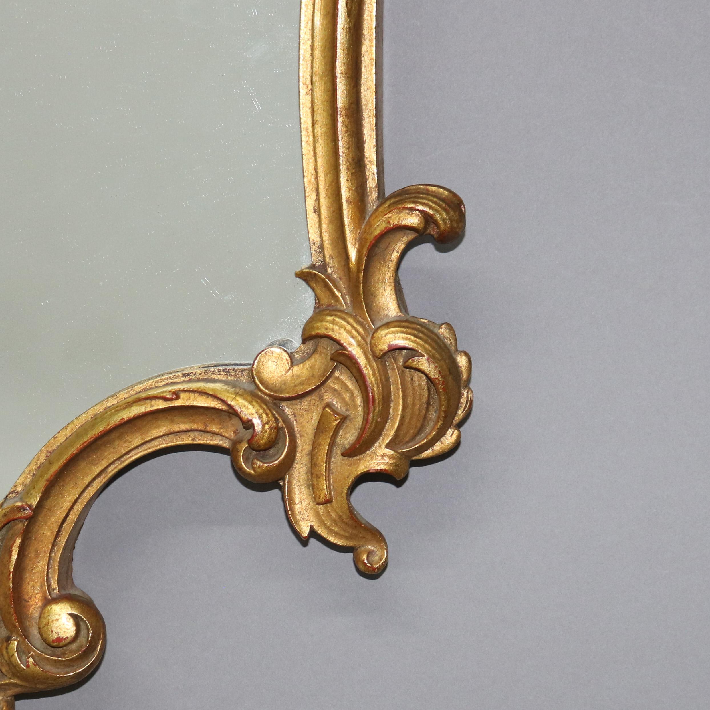 Antique Louis XIV Style Giltwood Shield Form Mirror with Foliate Elements C1930 For Sale 2