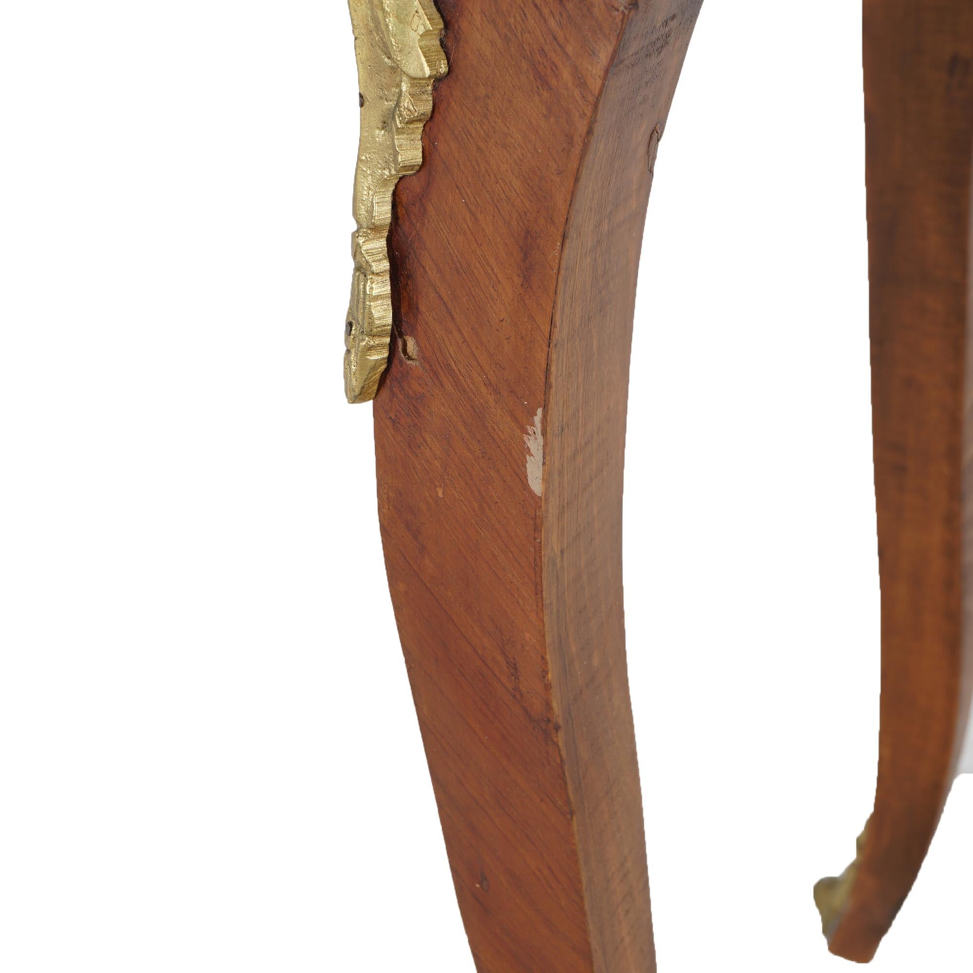 Table d'appoint ancienne de style Louis XIV en bois de roi, loupe et incrustation de bronze doré C1890 en vente 5