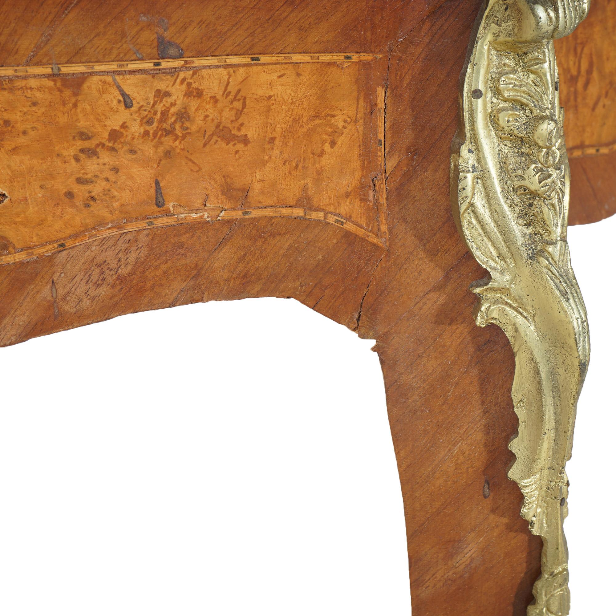 Table d'appoint ancienne de style Louis XIV en bois de roi, loupe et incrustation de bronze doré C1890 en vente 6