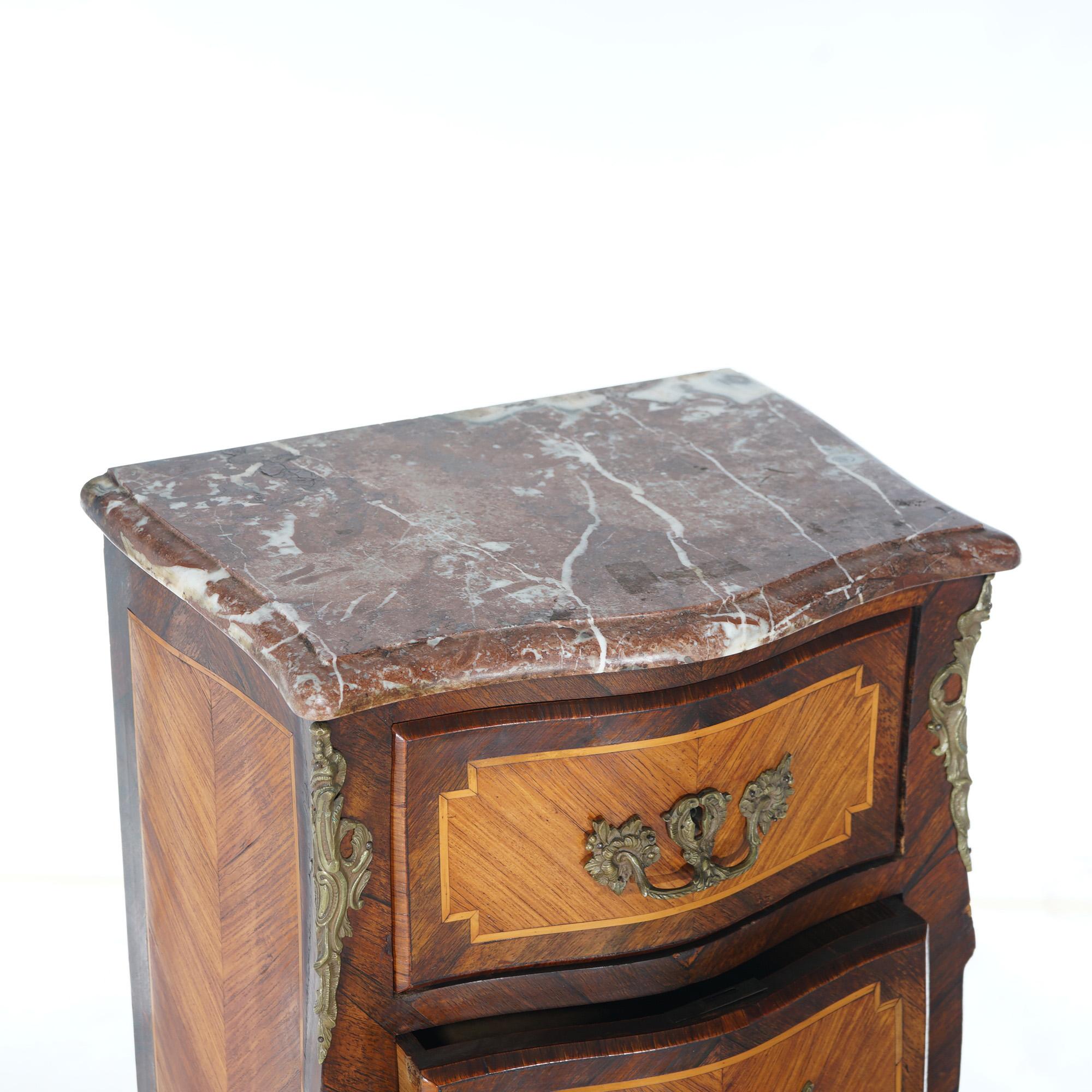 Antique Louis XIV Style Kingwood, Satinwood, Marble & Ormolu Lingerie Case 19thC 6