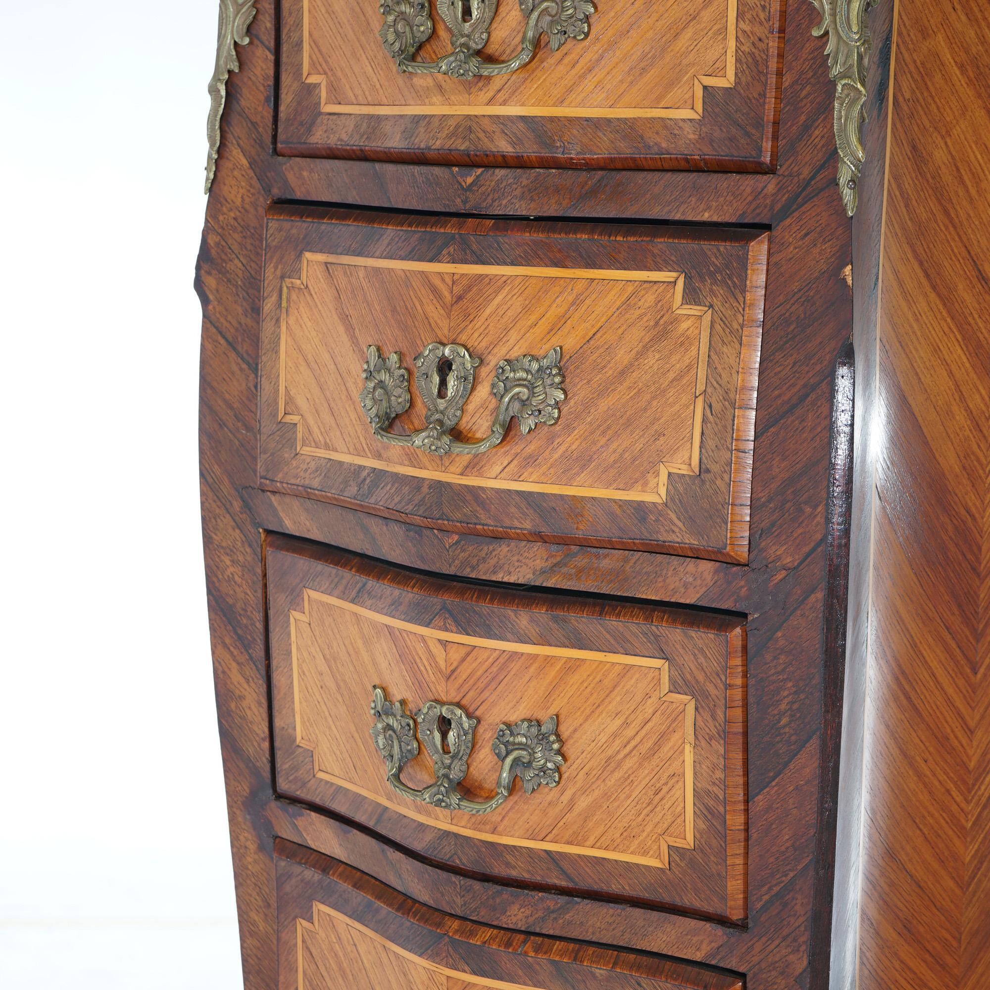 Antique Louis XIV Style Kingwood, Satinwood, Marble & Ormolu Lingerie Case 19thC 9