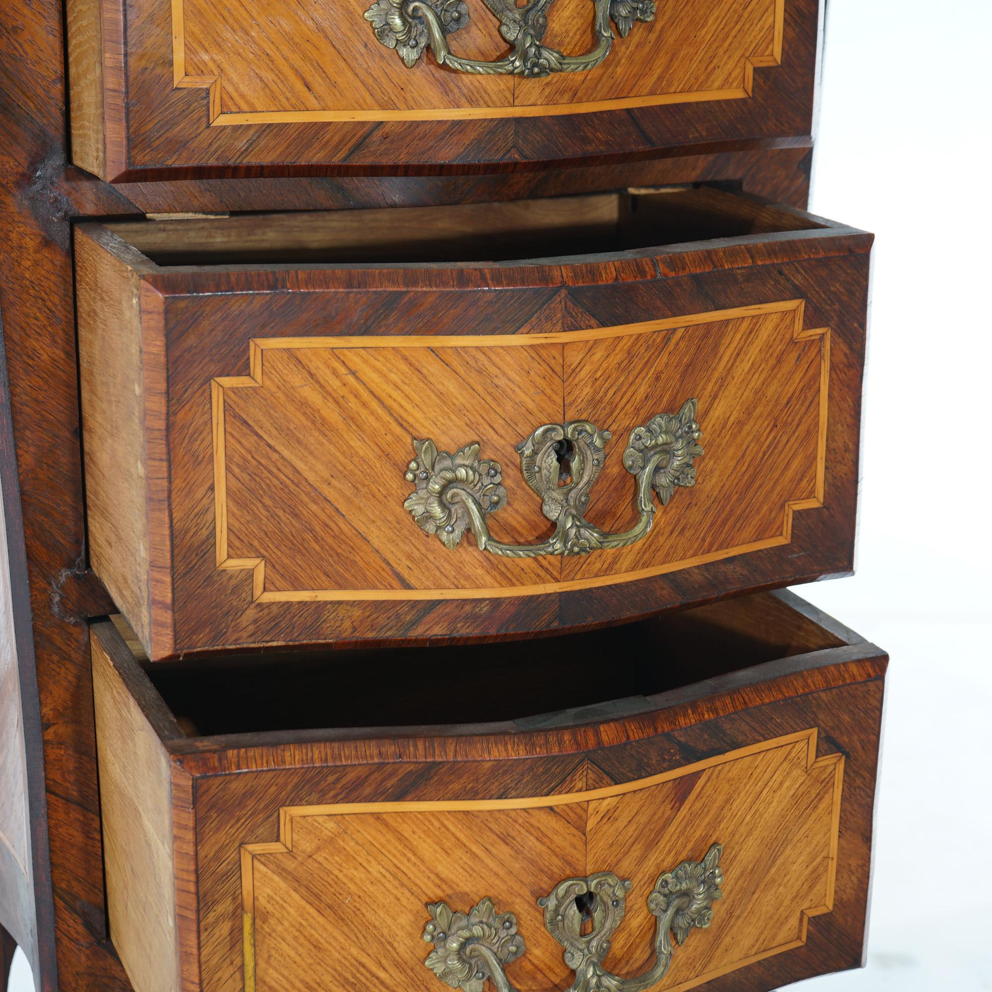 Antique Louis XIV Style Kingwood, Satinwood, Marble & Ormolu Lingerie Case 19thC 10
