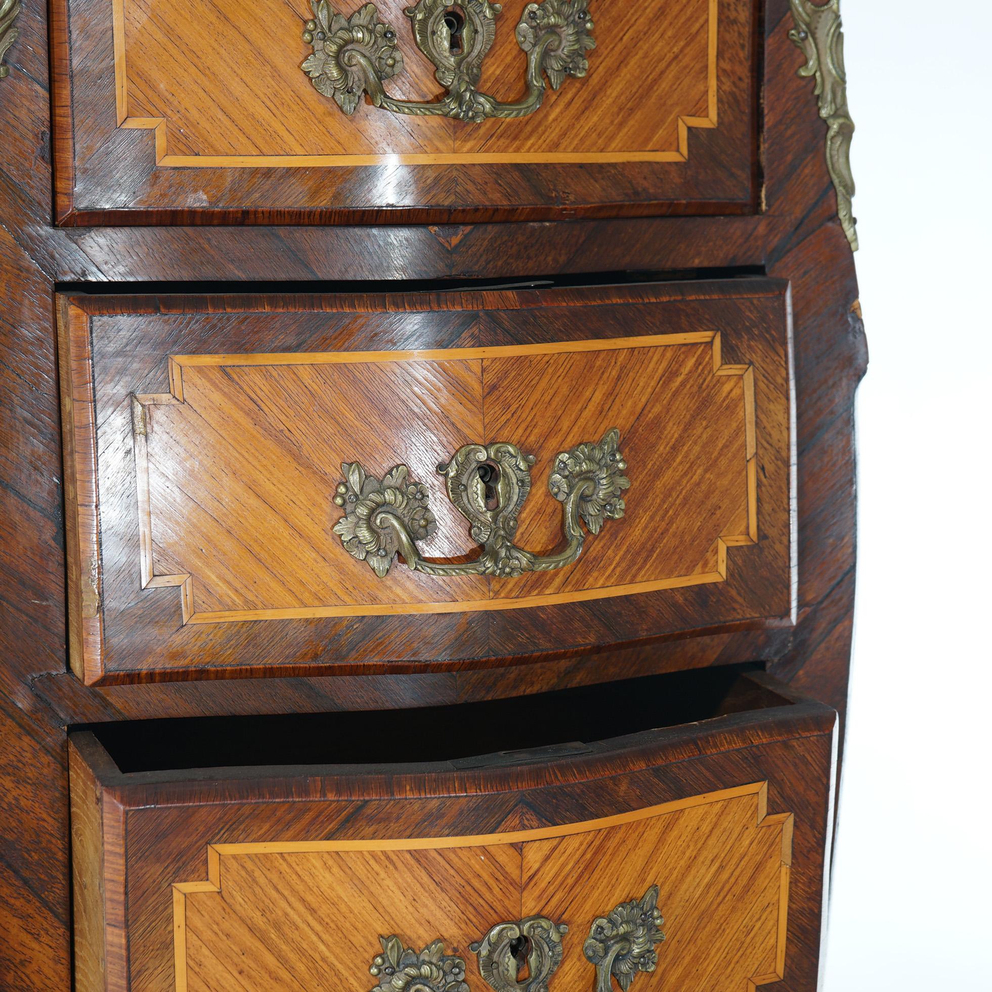 Antique Louis XIV Style Kingwood, Satinwood, Marble & Ormolu Lingerie Case 19thC 11