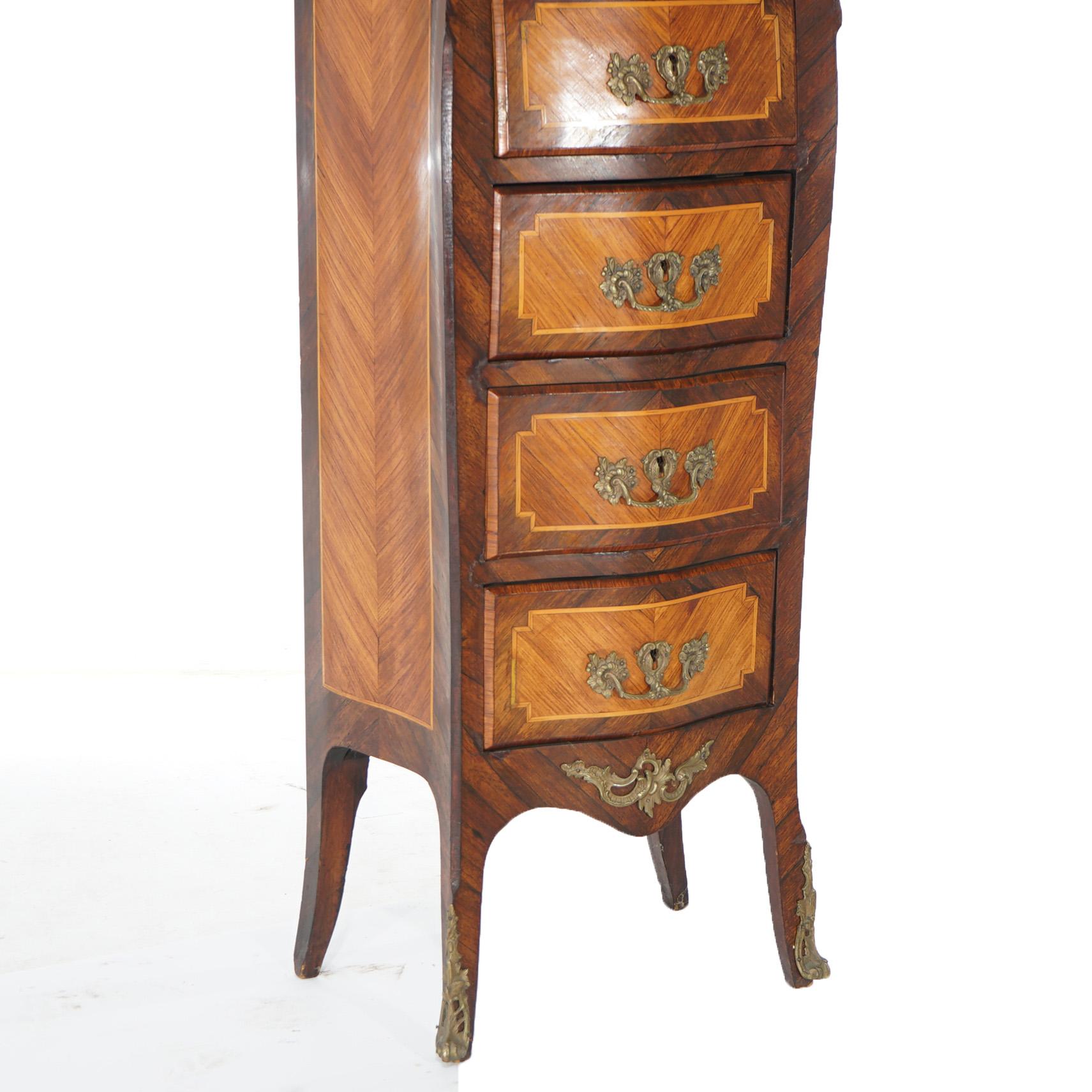 Antique Louis XIV Style Kingwood, Satinwood, Marble & Ormolu Lingerie Case 19thC 12