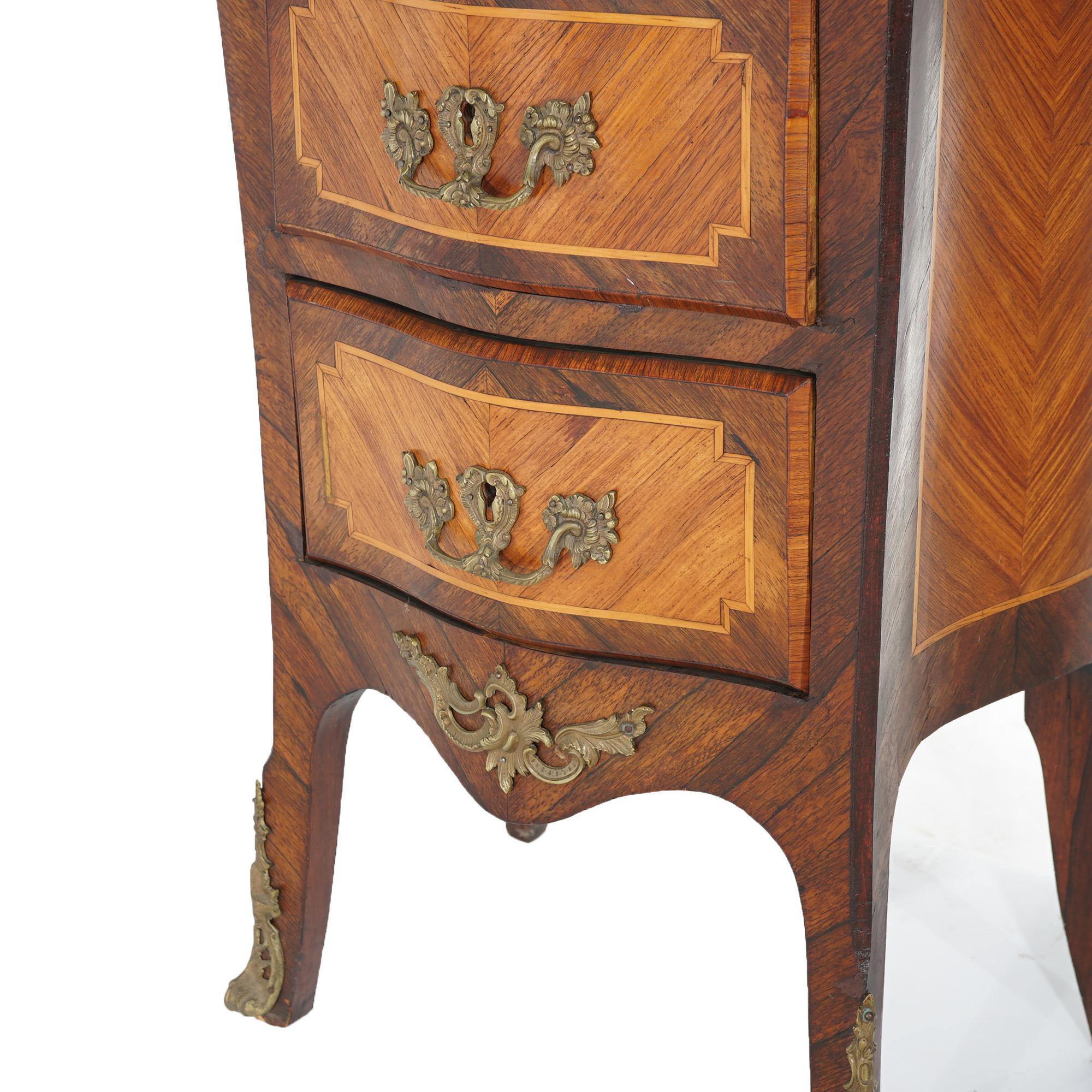 Antique Louis XIV Style Kingwood, Satinwood, Marble & Ormolu Lingerie Case 19thC 14