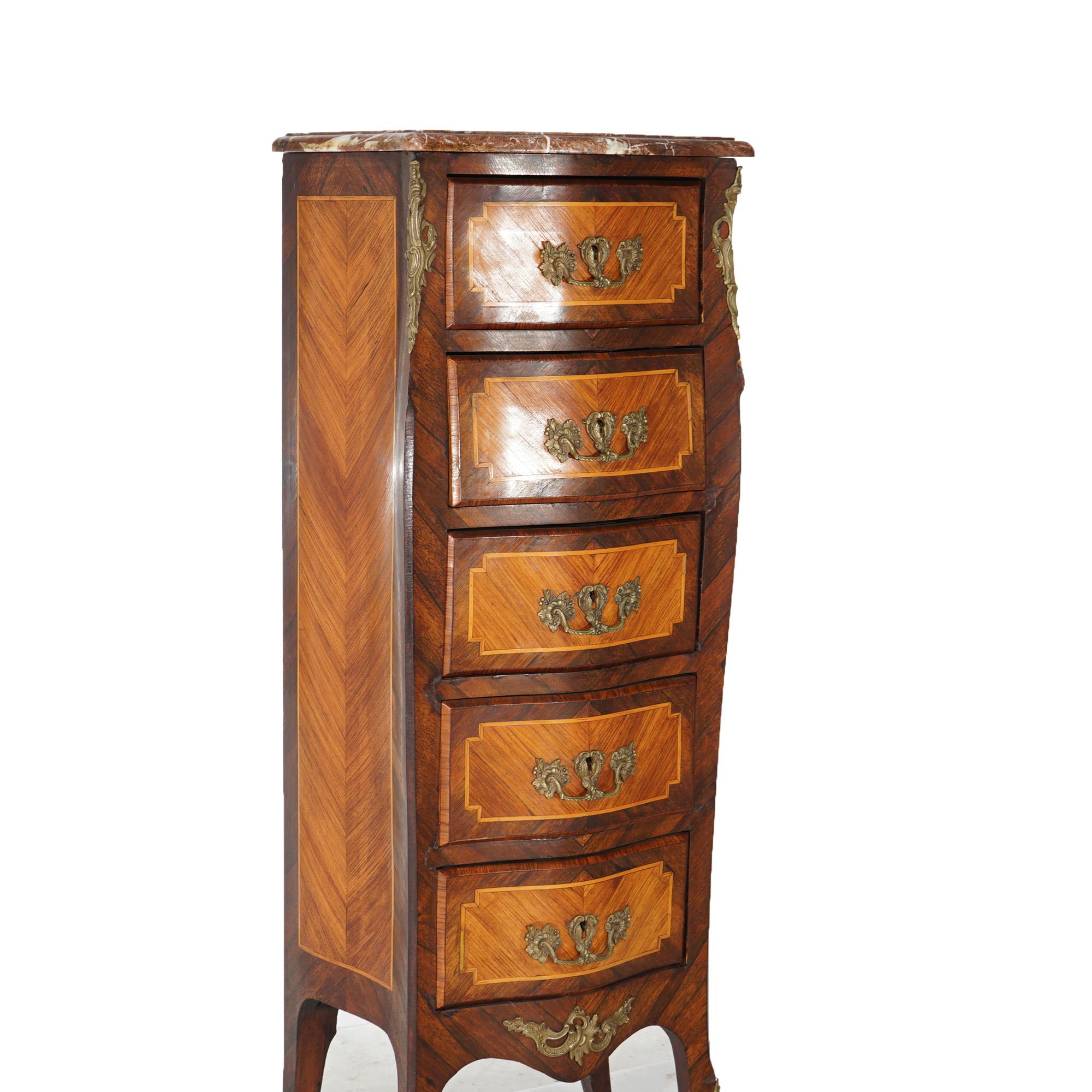 Antique Louis XIV Style Kingwood, Satinwood, Marble & Ormolu Lingerie Case 19thC 2