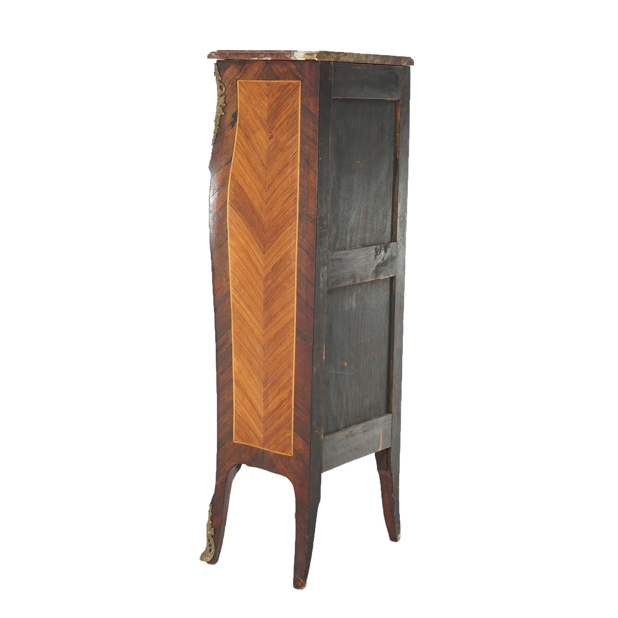 Antique Louis XIV Style Kingwood, Satinwood, Marble & Ormolu Lingerie Case 19thC 4