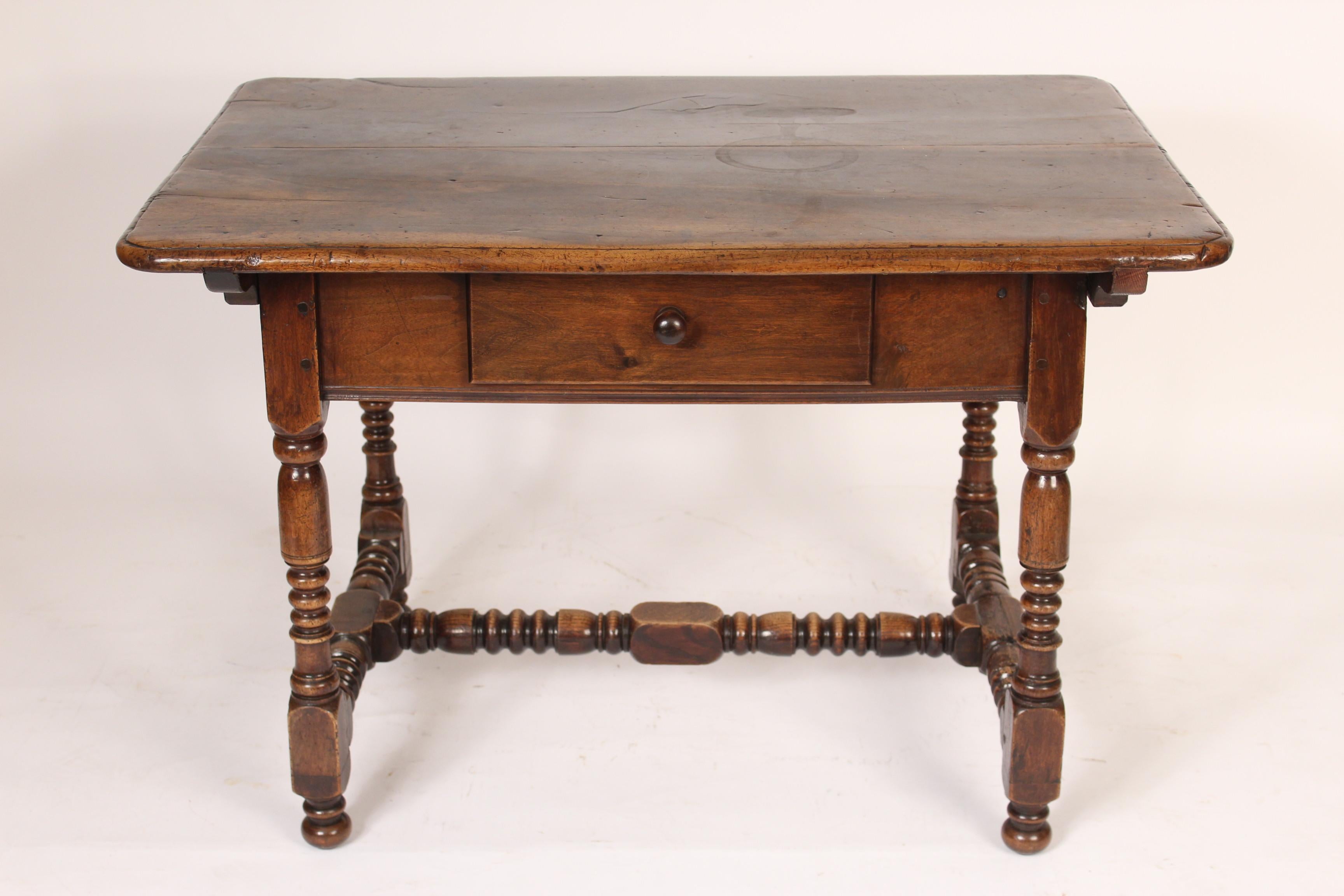 Antique Louis XIV style walnut and elm occasional / writing table, 19th century. Height from floor to bottom of top 29