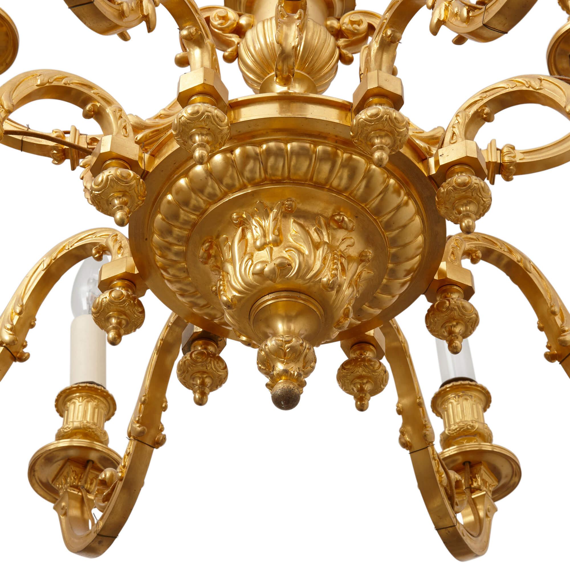 Français Lustre ancien de style Louis XIV en bronze doré par Barbedienne en vente