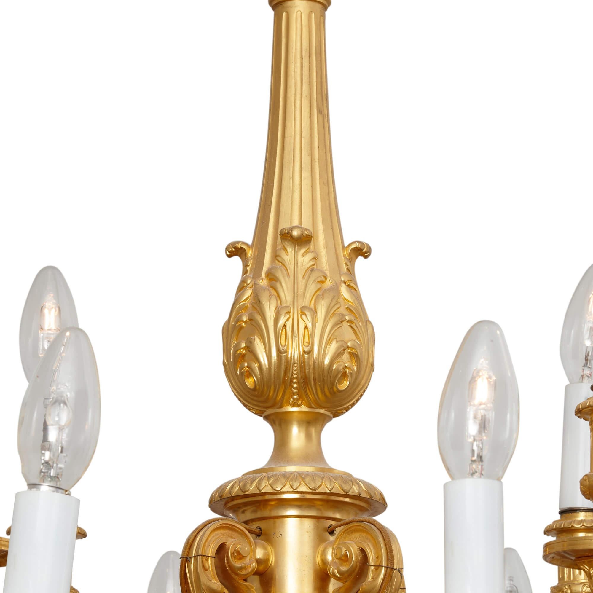 French Antique Louis XIV-Style Ormolu Chandelier by Barbedienne For Sale