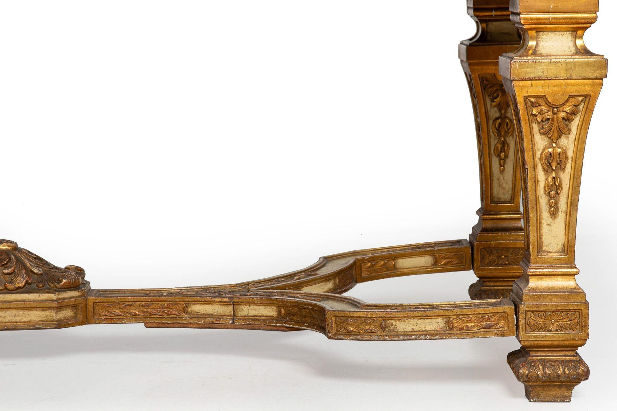 Ancienne table centrale de salle à manger rectangulaire polychromée de style Louis XIV, vers 1900 en vente 6