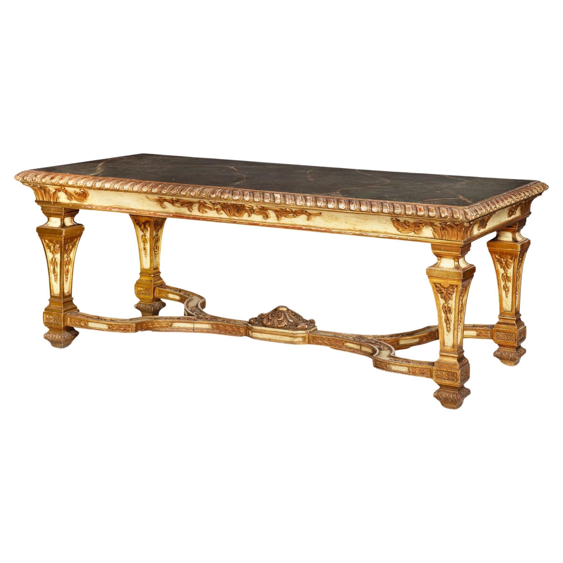 Antique Louis XIV Style Polychromed Rectangular Dining Center Table ca. 1900 For Sale