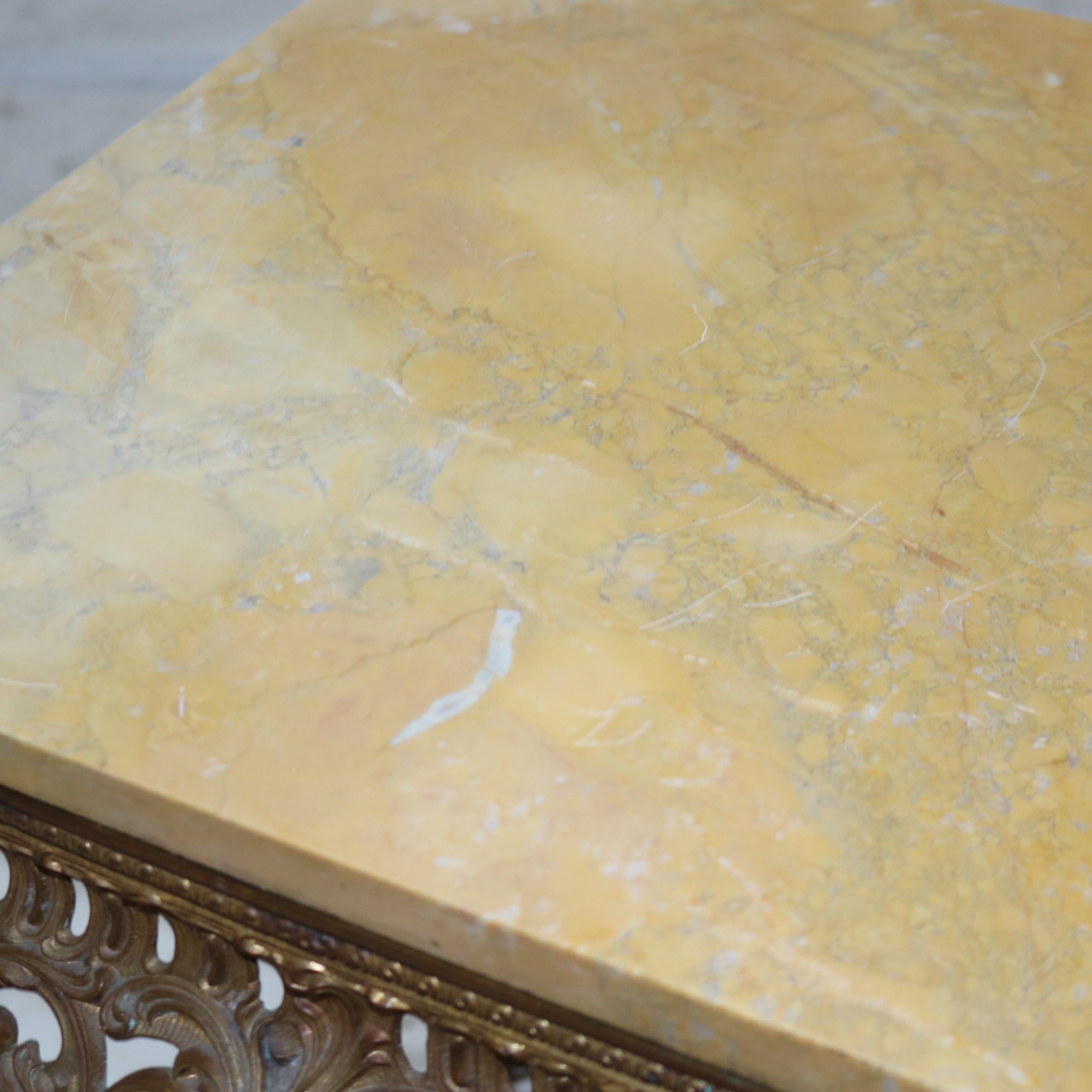 Antique Louis XIV Style Reticulated Gilt Bronze Marble Top Center Table C1890 For Sale 1