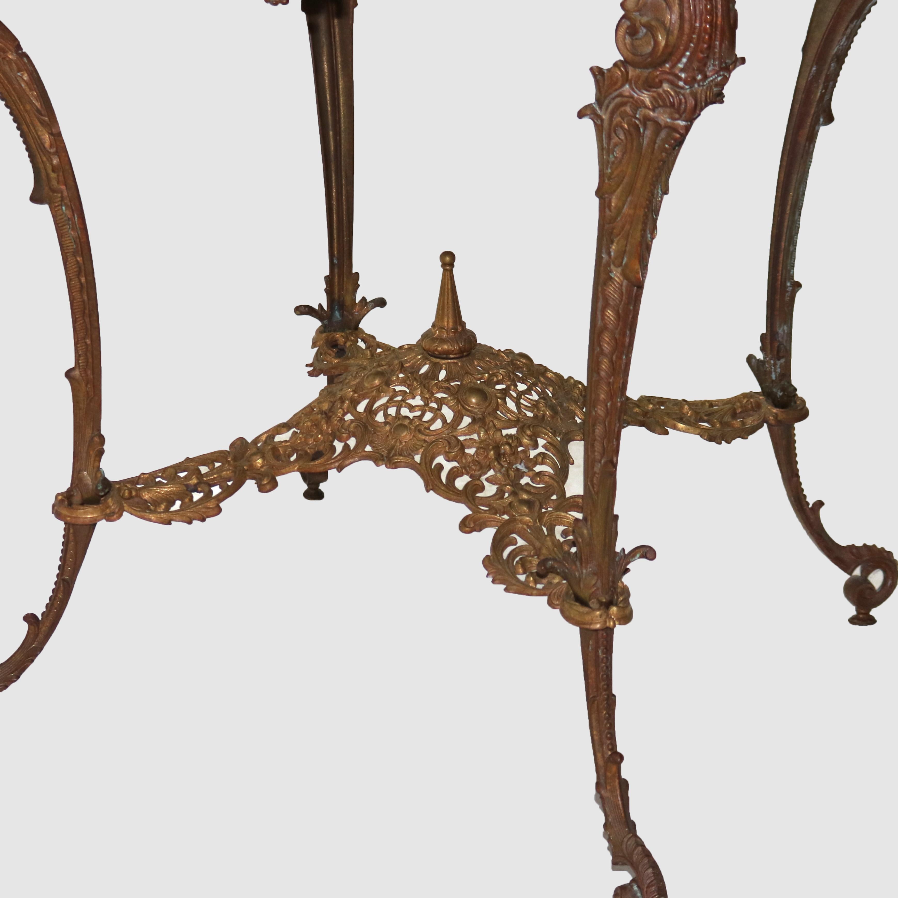 Antique Louis XIV Style Reticulated Gilt Bronze Marble Top Center Table C1890 For Sale 3