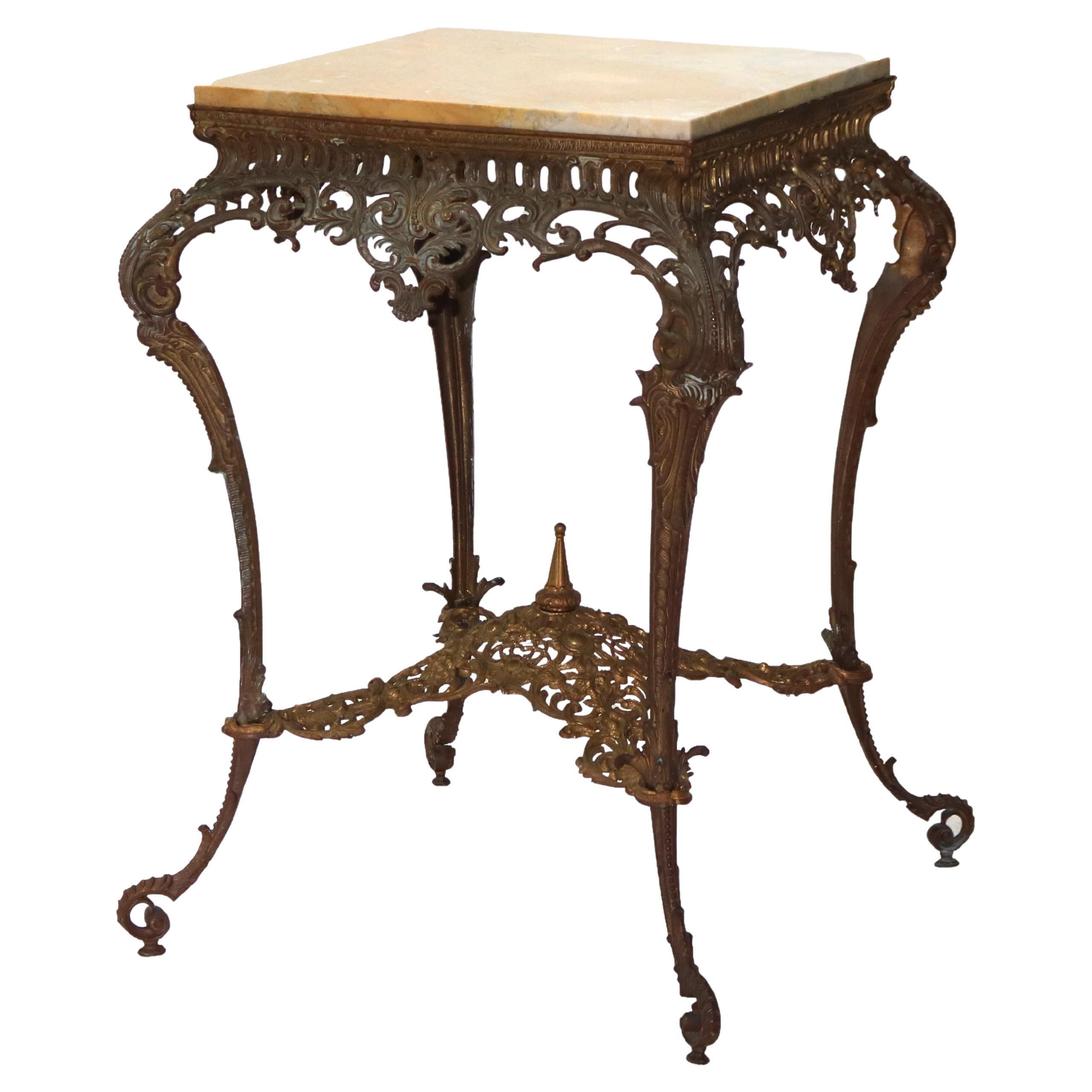 Antique Louis XIV Style Reticulated Gilt Bronze Marble Top Center Table C1890