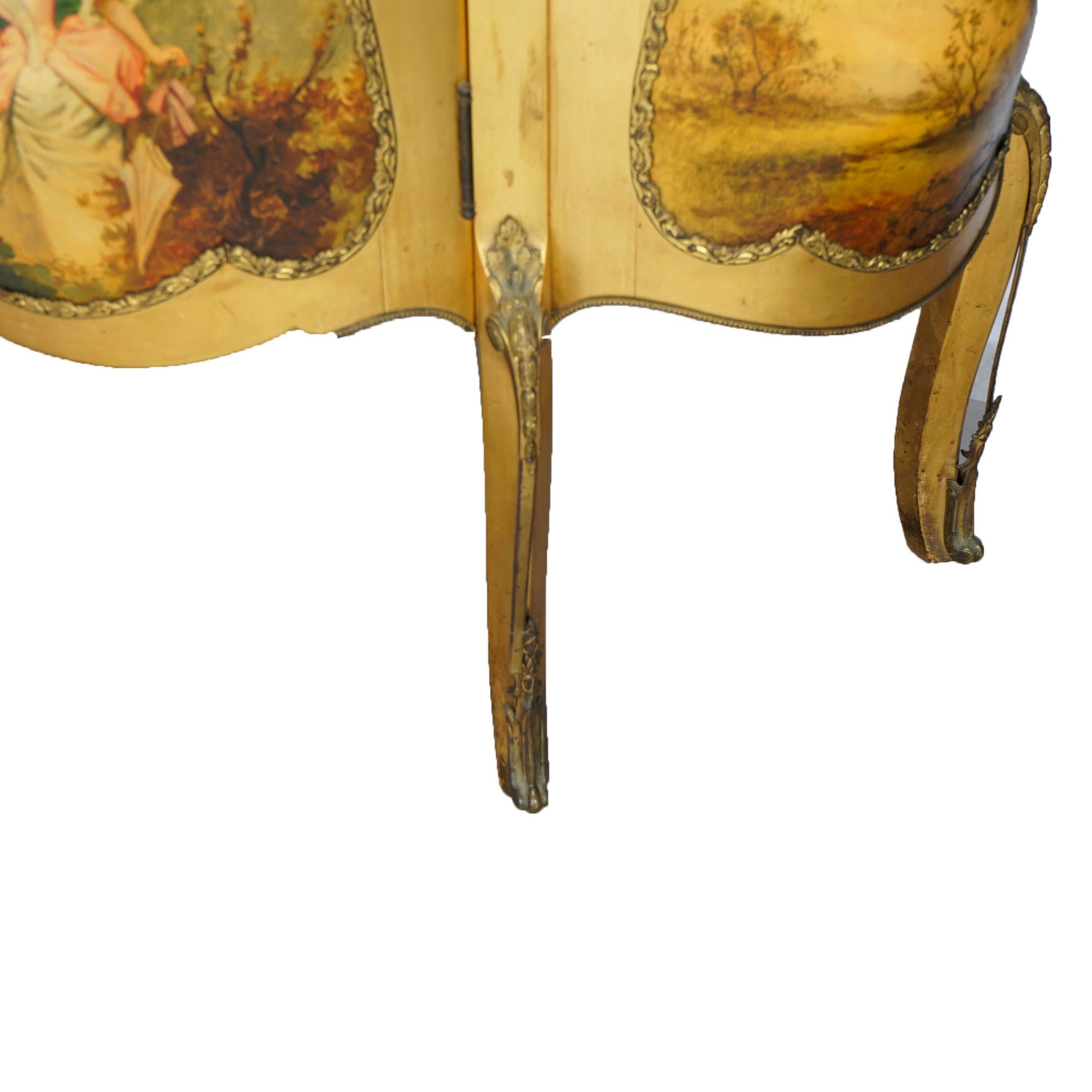 Antique Louis XIV Style Verni Martin Decorated Bombe Vitrine with Ormolu 19th C 11