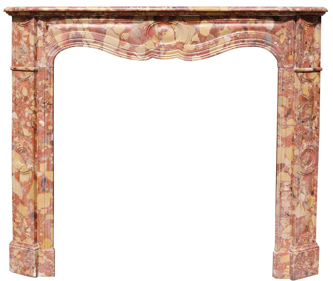 Antique Louis XV Breche D’alpe Marble Fireplace In Good Condition For Sale In Wormelow, Herefordshire