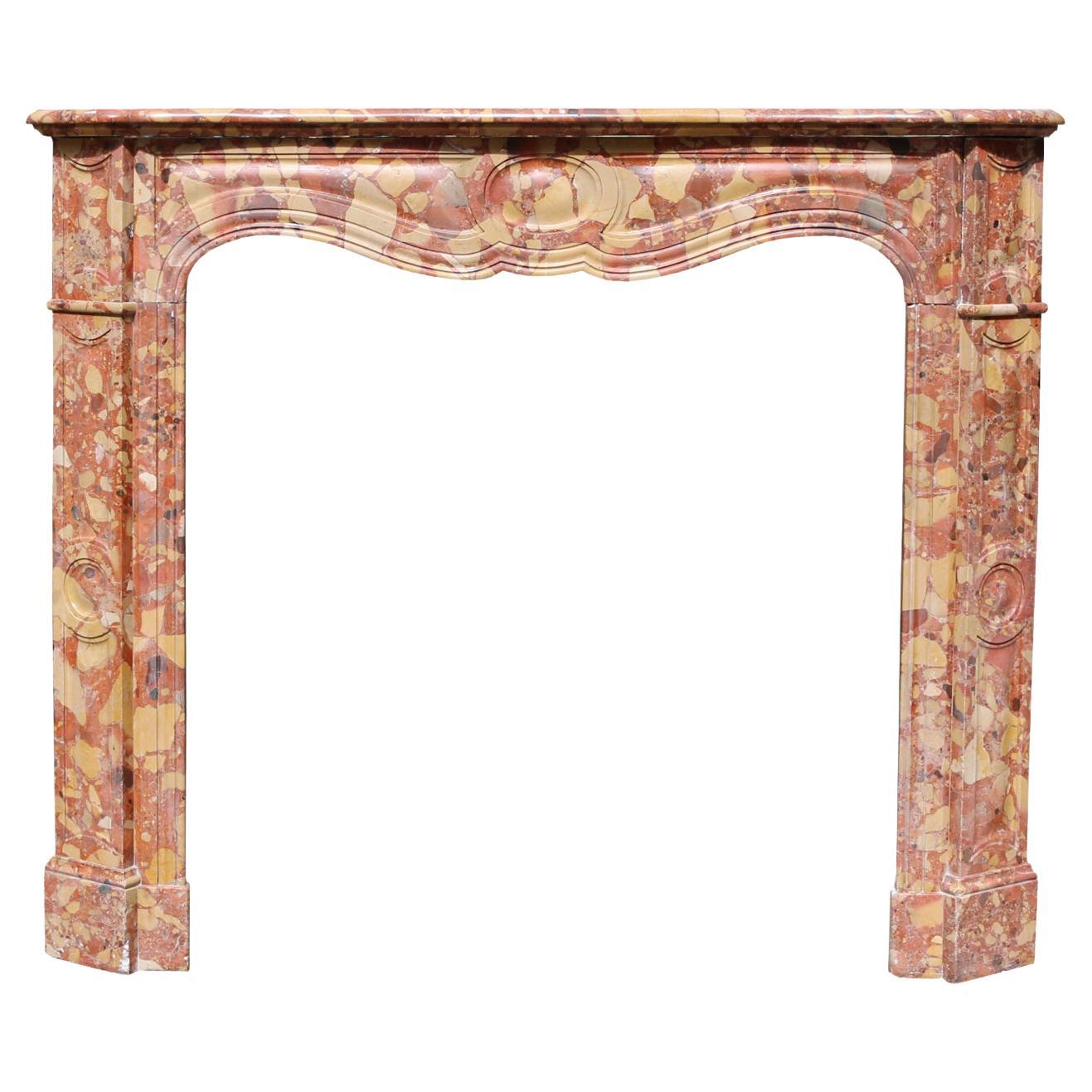 Antique Louis XV Breche D’alpe Marble Fireplace For Sale