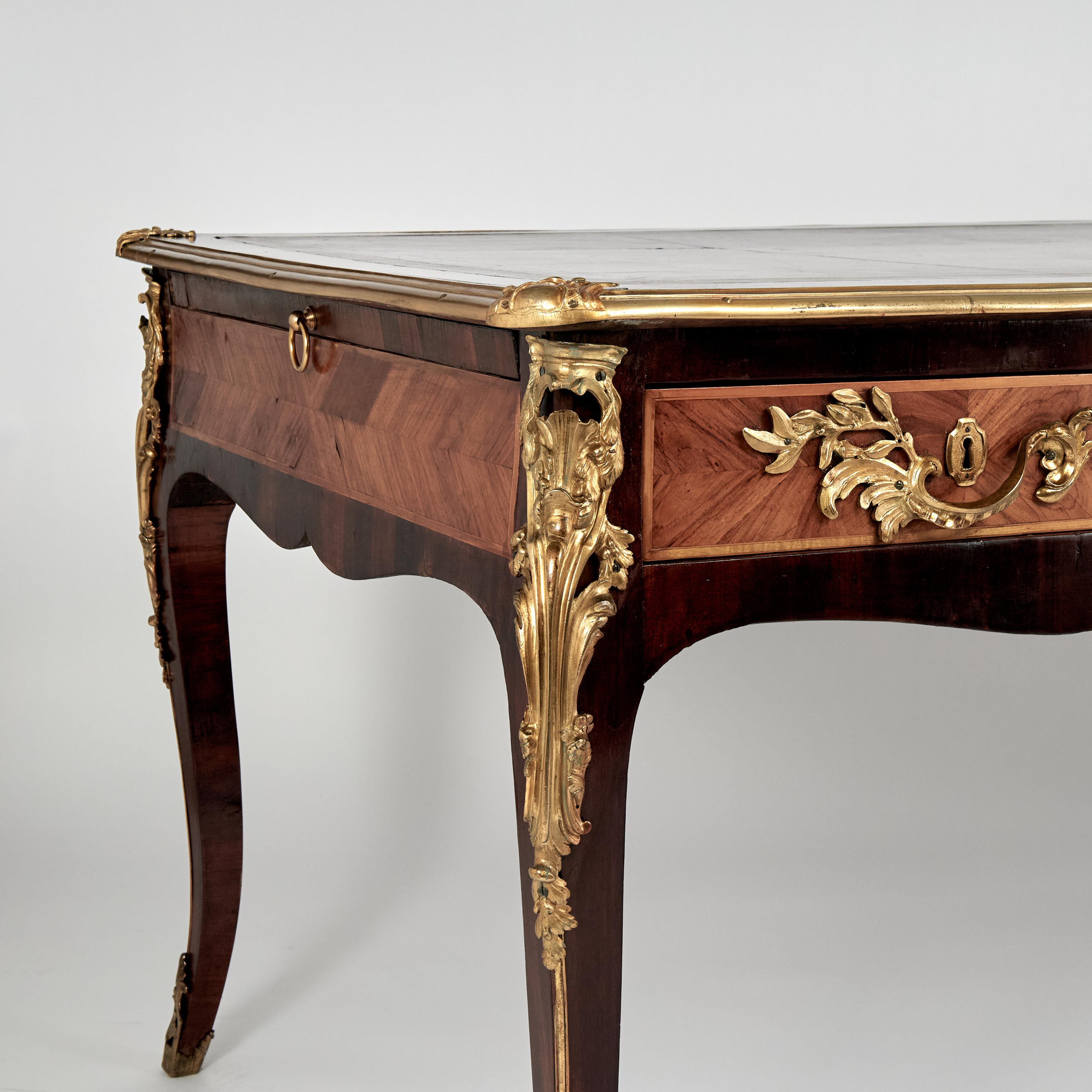 Antique Louis XV Bureau Plat or Leather Top Desk For Sale 5