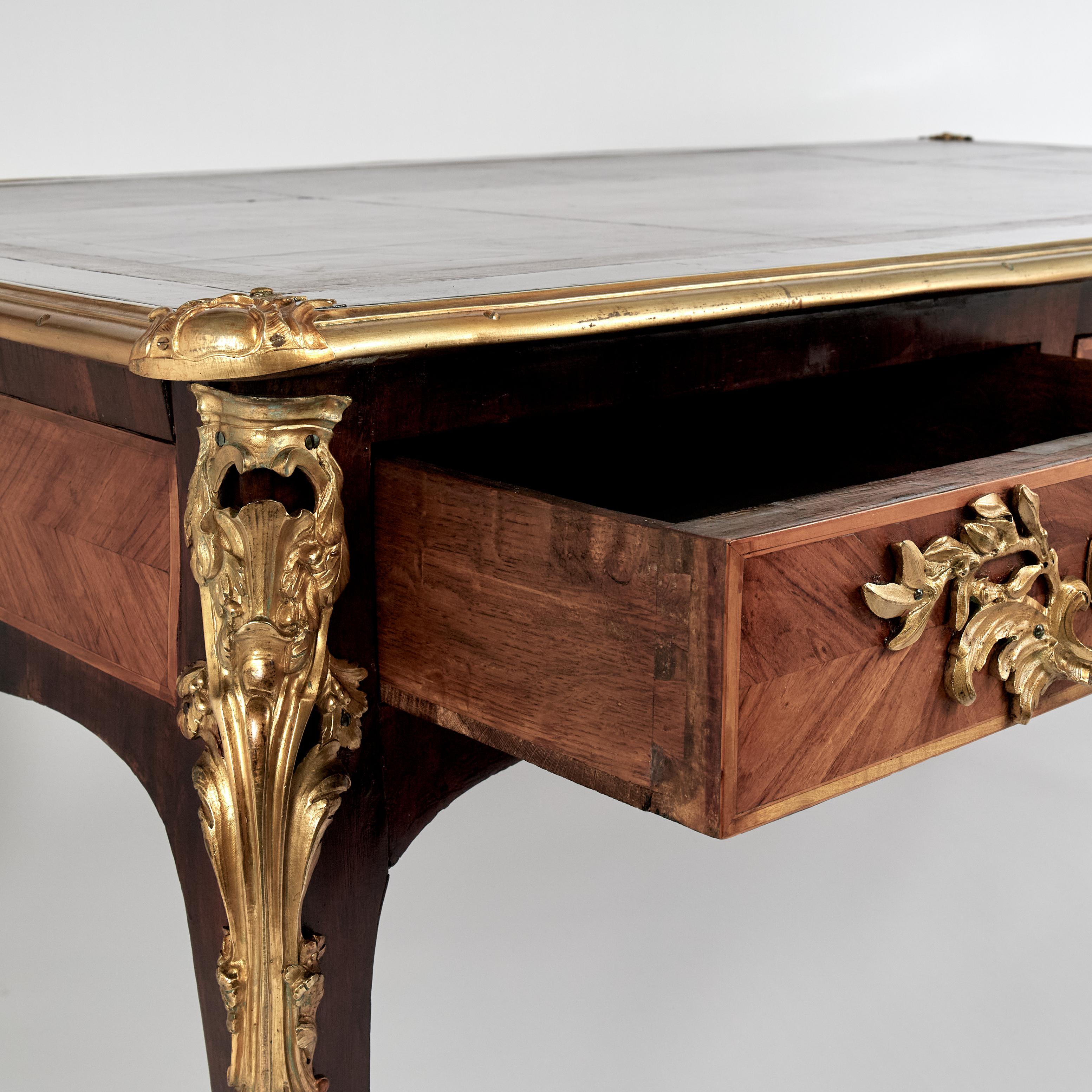 Antique Louis XV Bureau Plat or Leather Top Desk For Sale 6