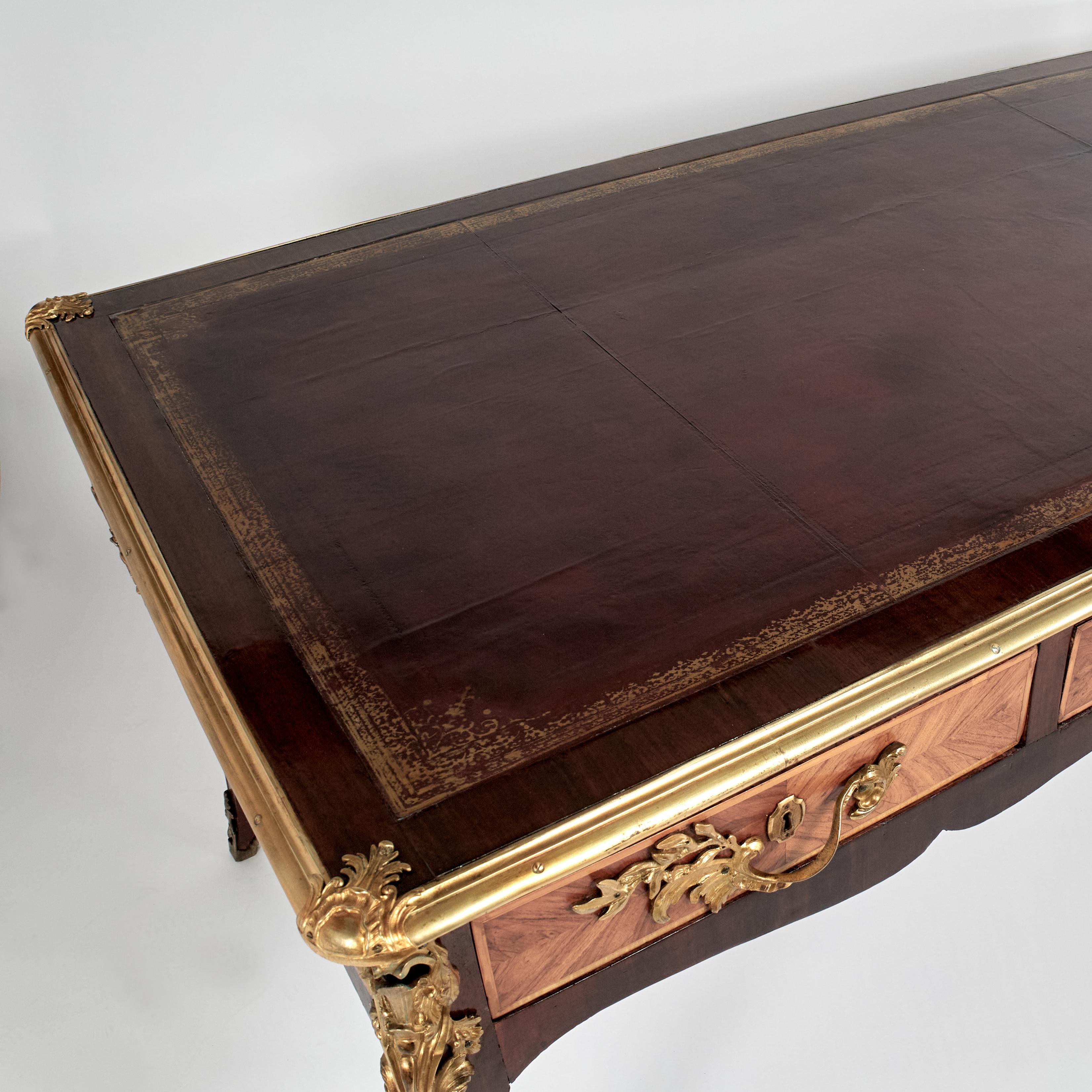 Antique Louis XV Bureau Plat or Leather Top Desk For Sale 9