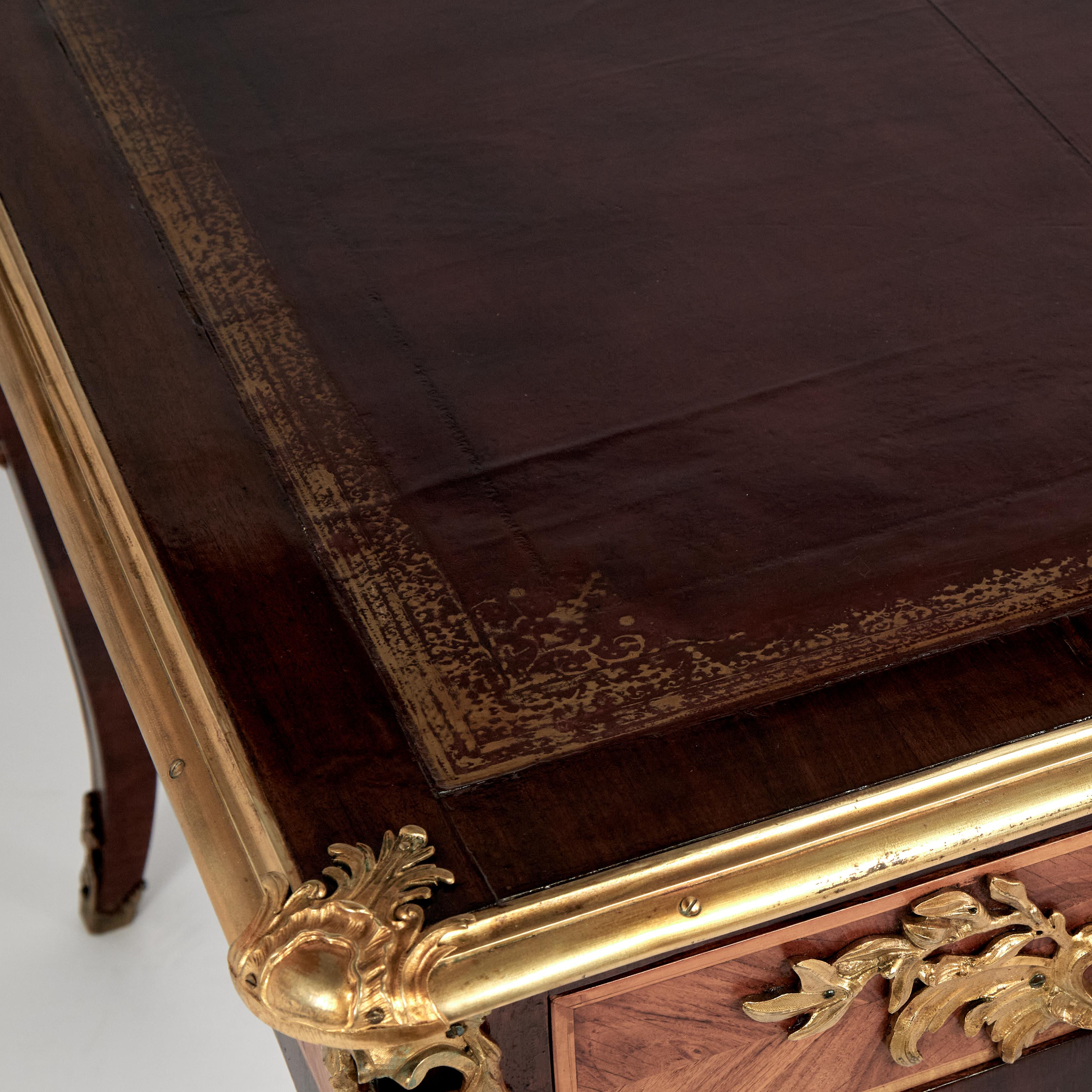 Antique Louis XV Bureau Plat or Leather Top Desk For Sale 10
