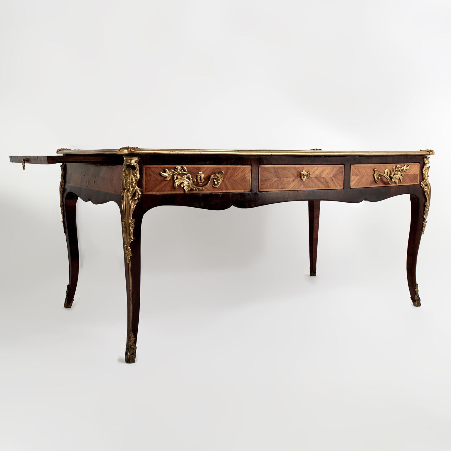 18th Century Antique Louis XV Bureau Plat or Leather Top Desk For Sale