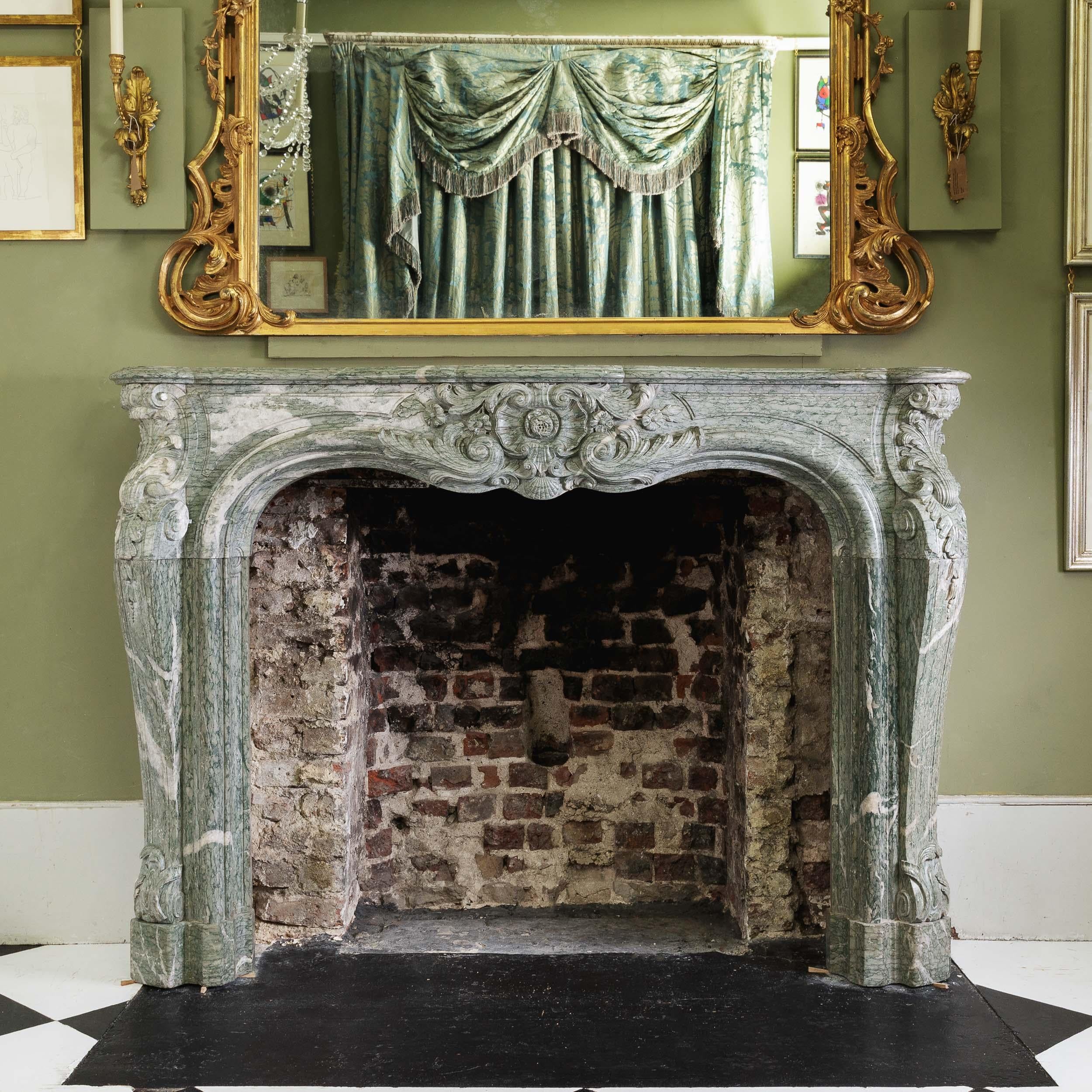 Antique Louis XV Campan Vert Fireplace For Sale 10