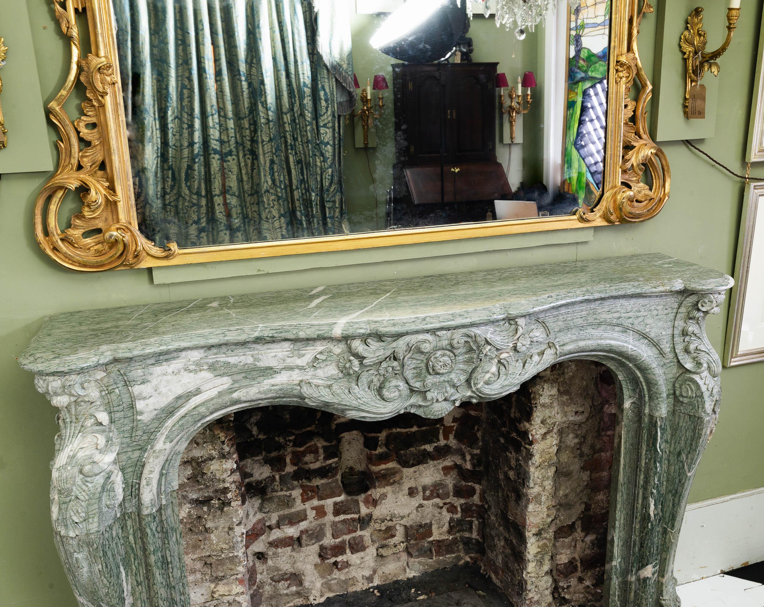 Antique Louis XV Campan Vert Fireplace For Sale 13
