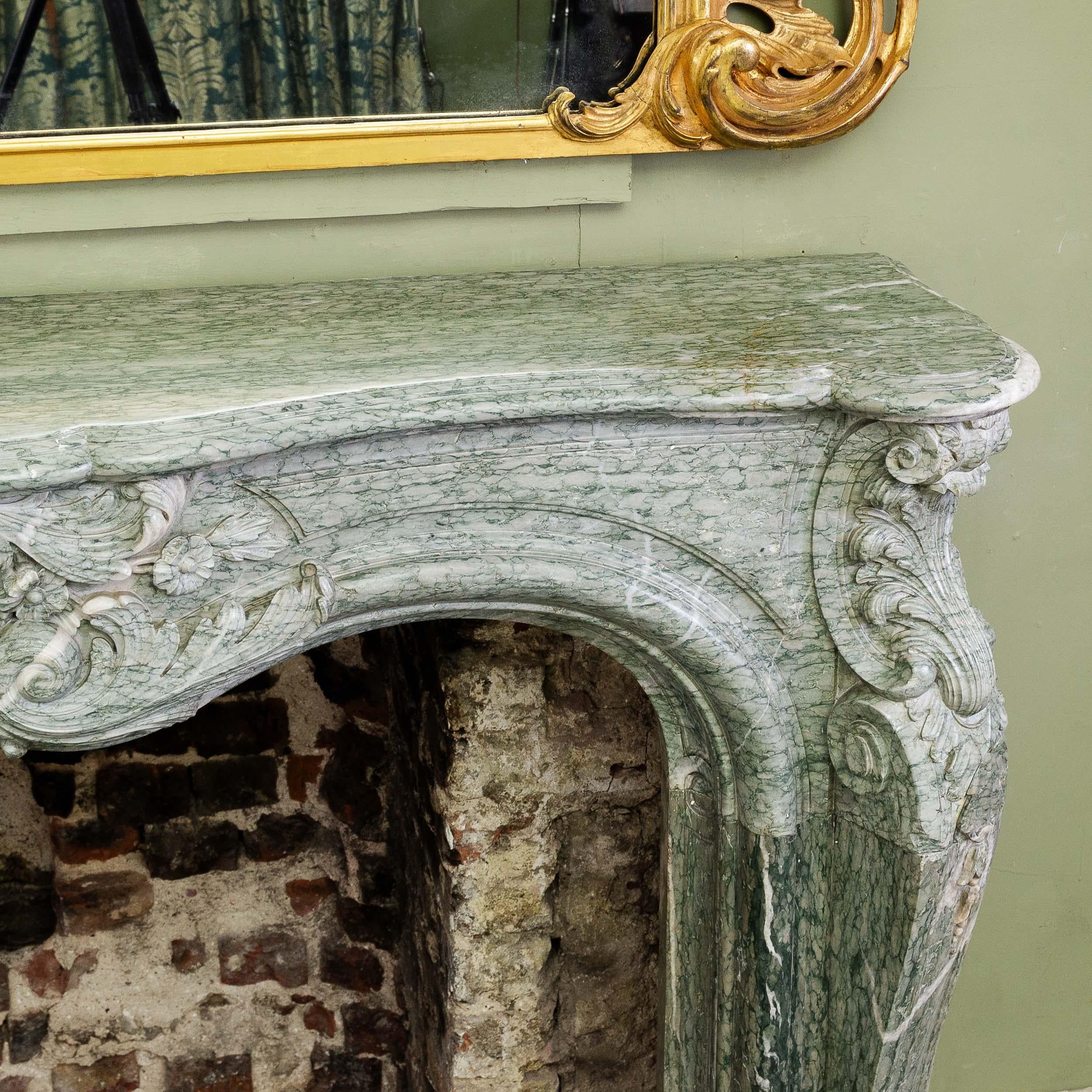 Antique Louis XV Campan Vert Fireplace For Sale 14