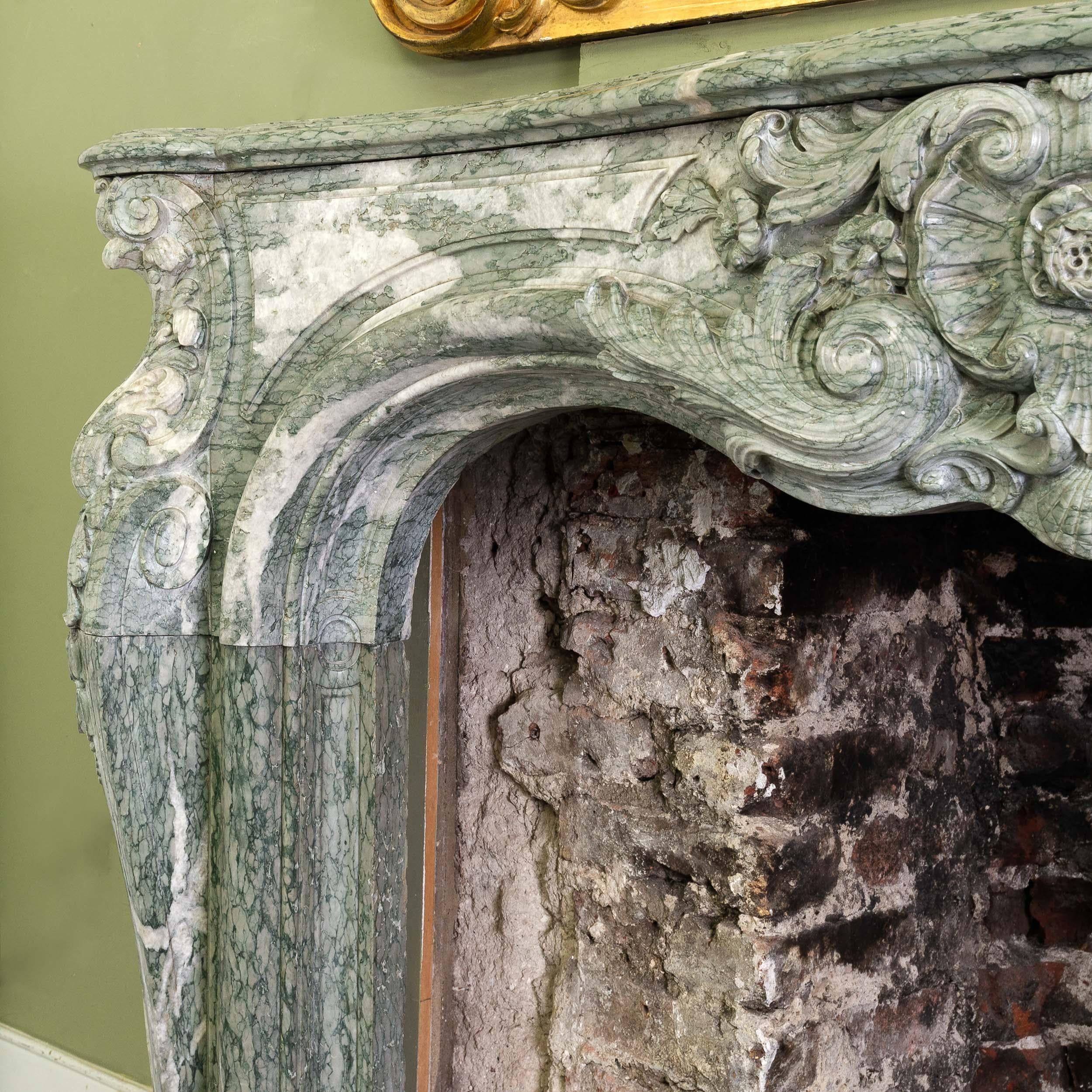 Antique Louis XV Campan Vert Fireplace For Sale 3