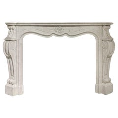 Antique Louis XV carrara marble fireplace mantel 19th Century