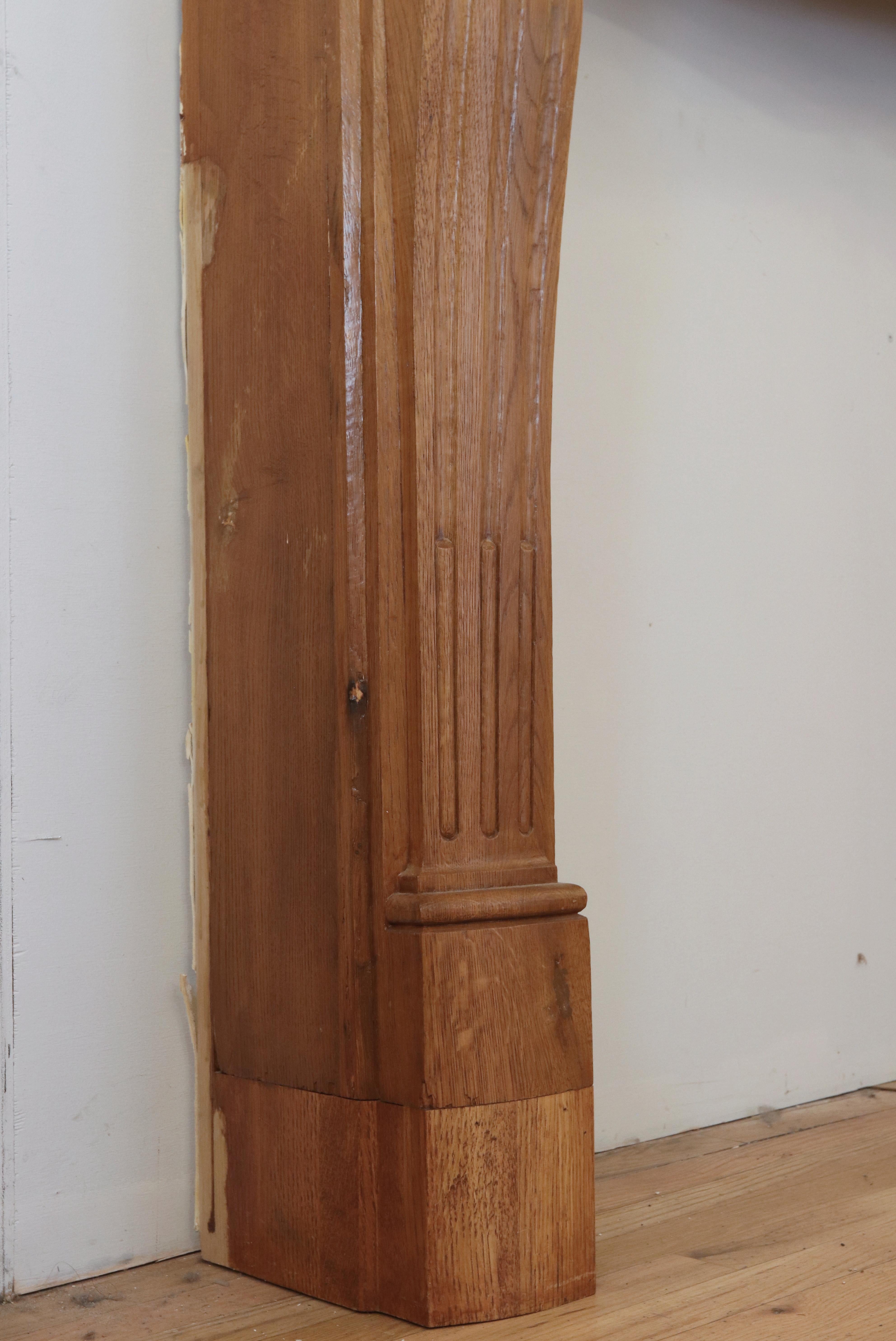 Antique Louis XV Carved Oak Dark Tone Fireplace Mantel 5