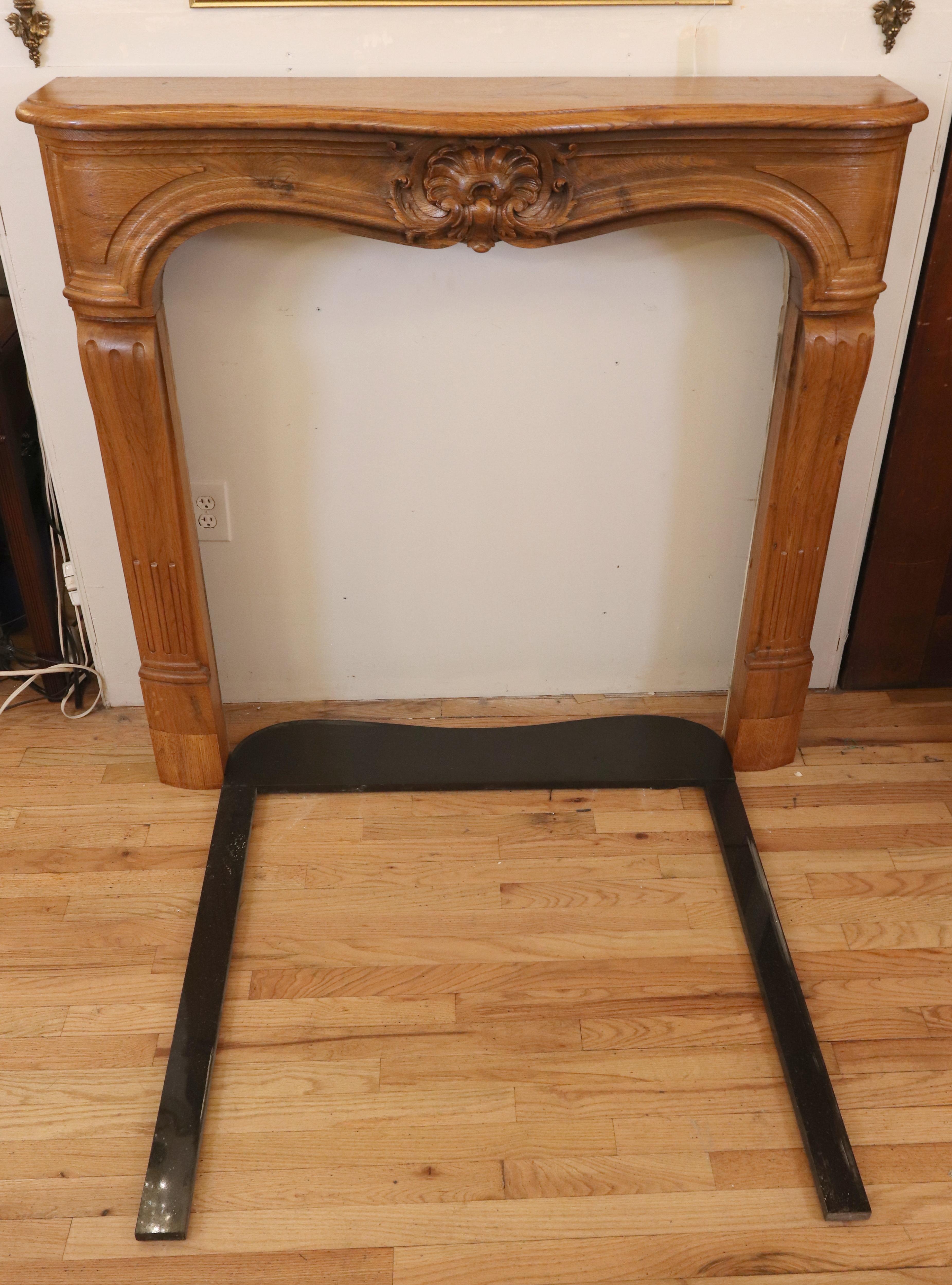 Antique Louis XV Carved Oak Dark Tone Fireplace Mantel 10