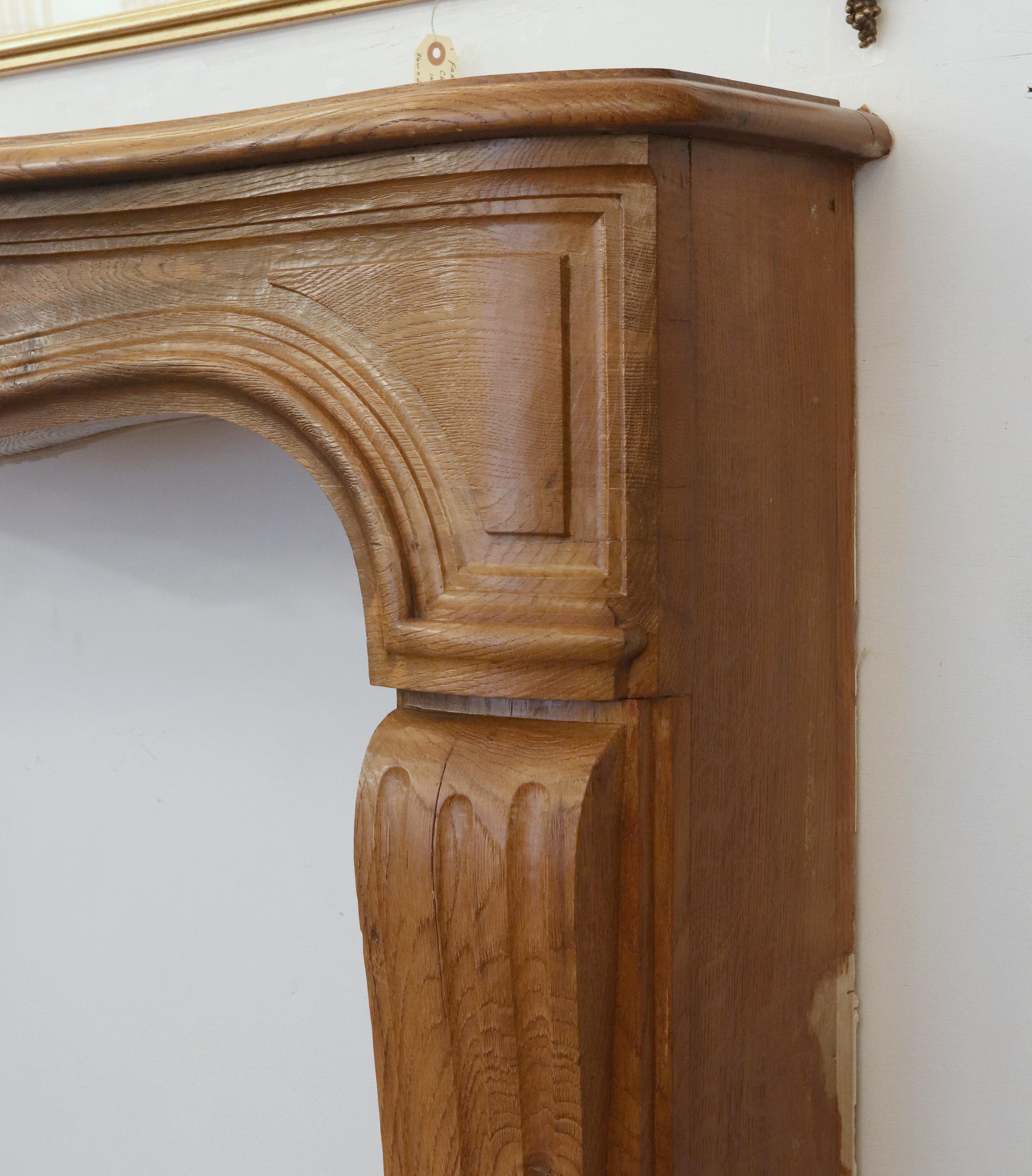 Antique Louis XV Carved Oak Dark Tone Fireplace Mantel 3