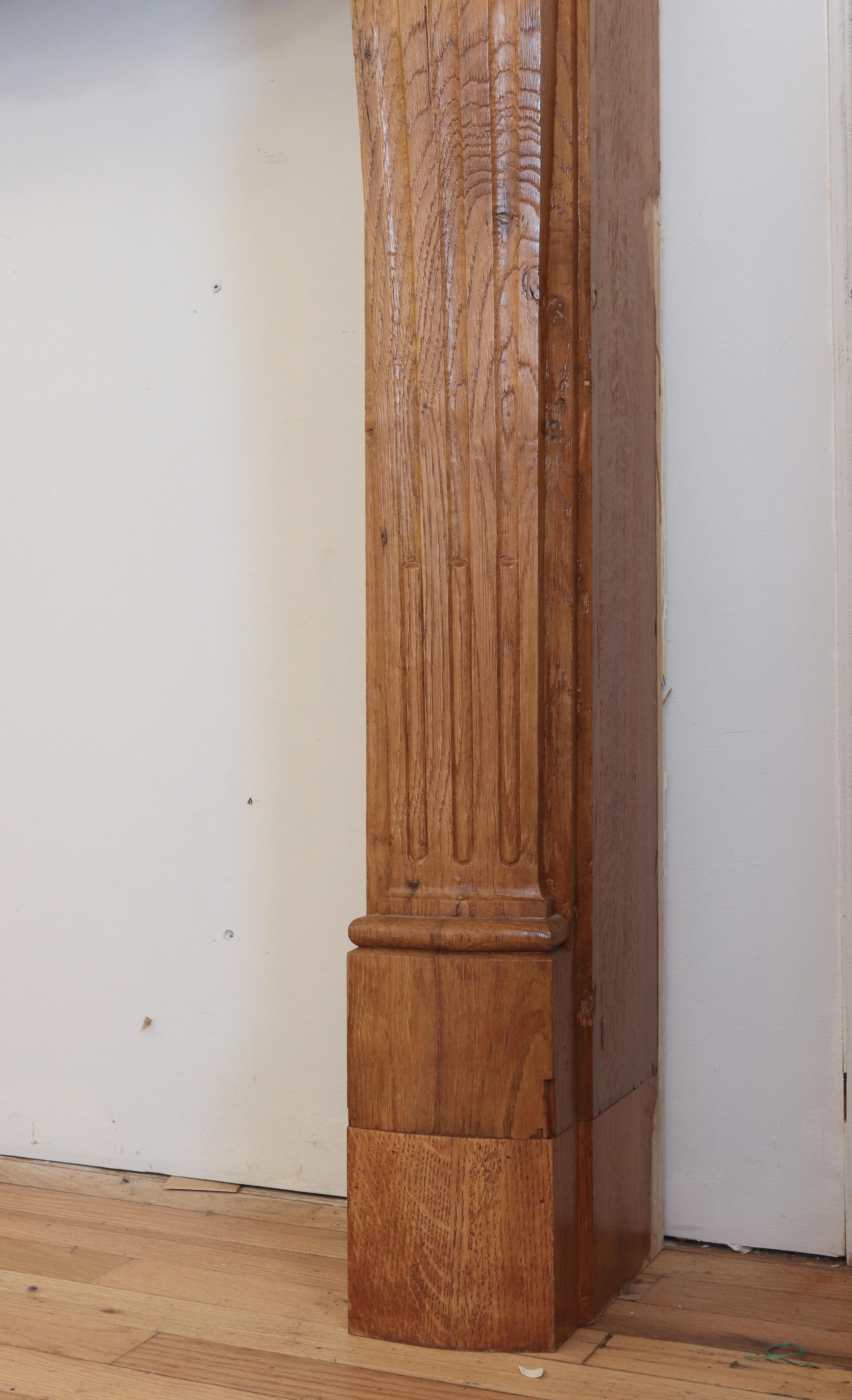 Antique Louis XV Carved Oak Dark Tone Fireplace Mantel 4