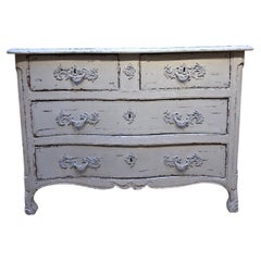 Antique Louis XV Commode, Patinated Walnut, Hand-Painted, France, 1780