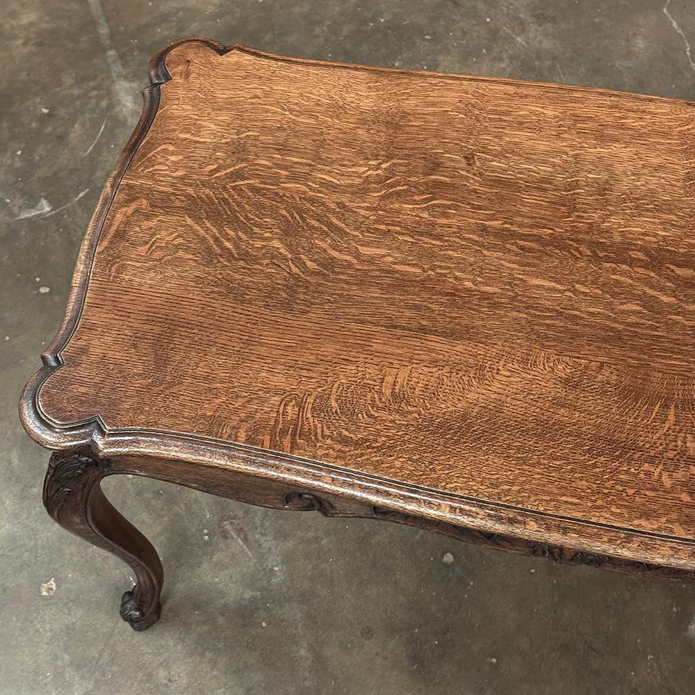 Antique Louis XV Country French Oak Coffee Table For Sale 10