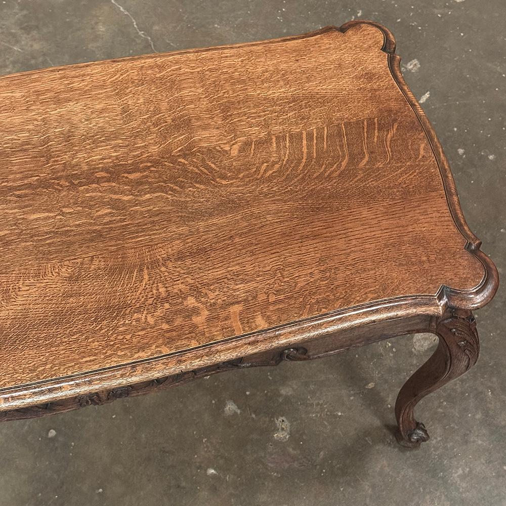 Antique Louis XV Country French Oak Coffee Table For Sale 11