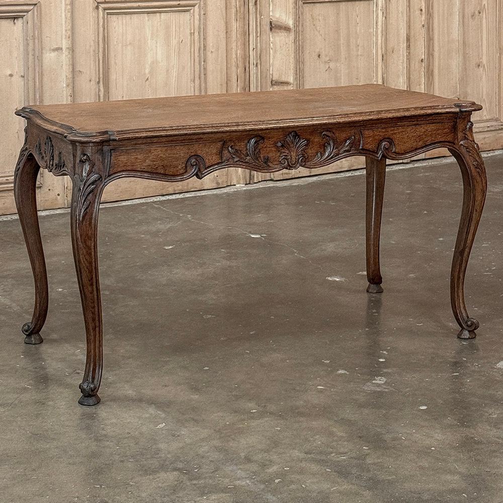 Hand-Crafted Antique Louis XV Country French Oak Coffee Table For Sale