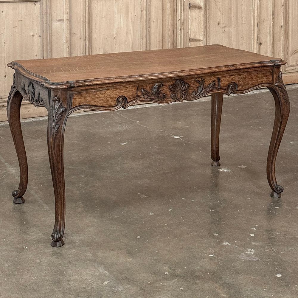 20th Century Antique Louis XV Country French Oak Coffee Table For Sale