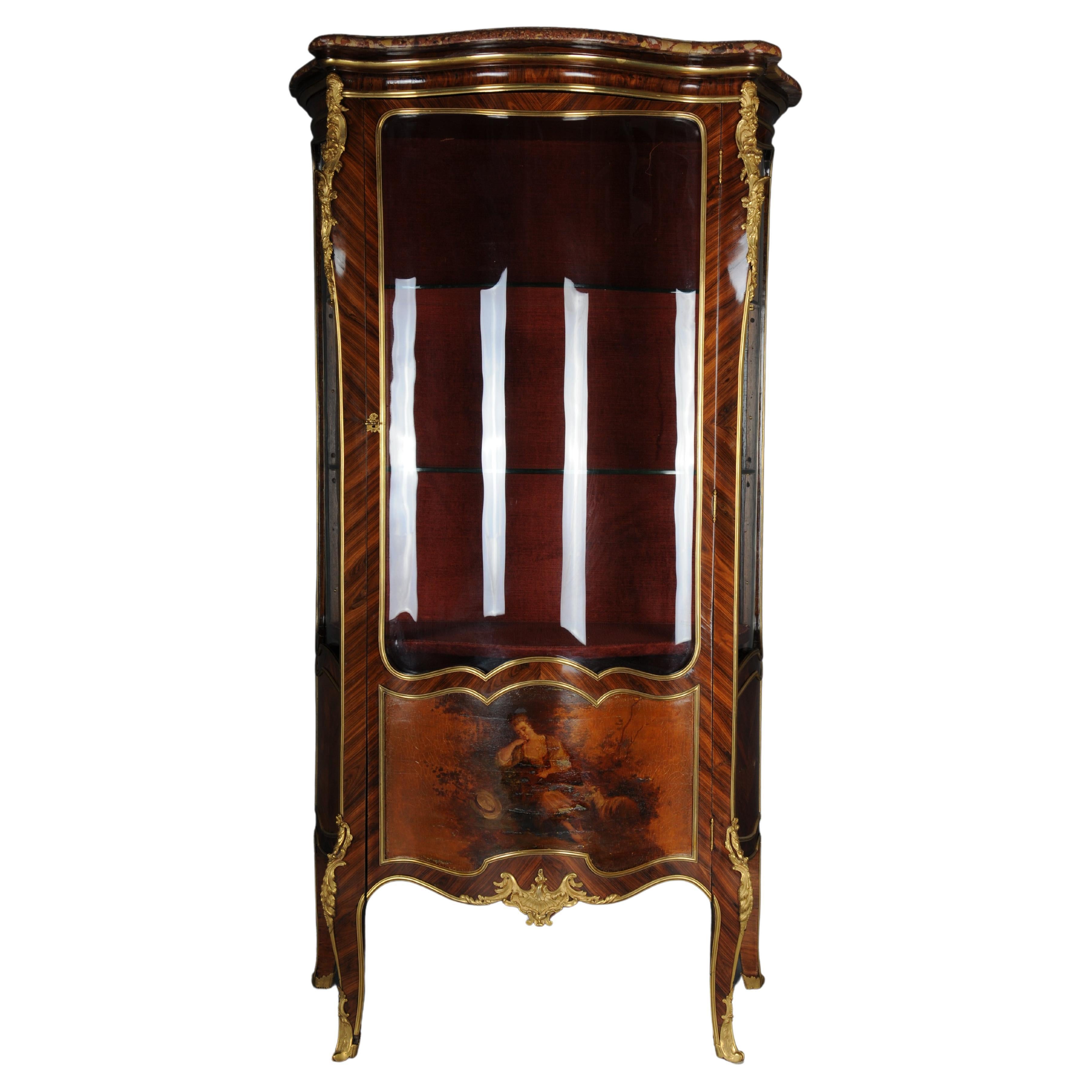 Vitrine ancienne Louis XV Napoléon III, Paris, vers 1880